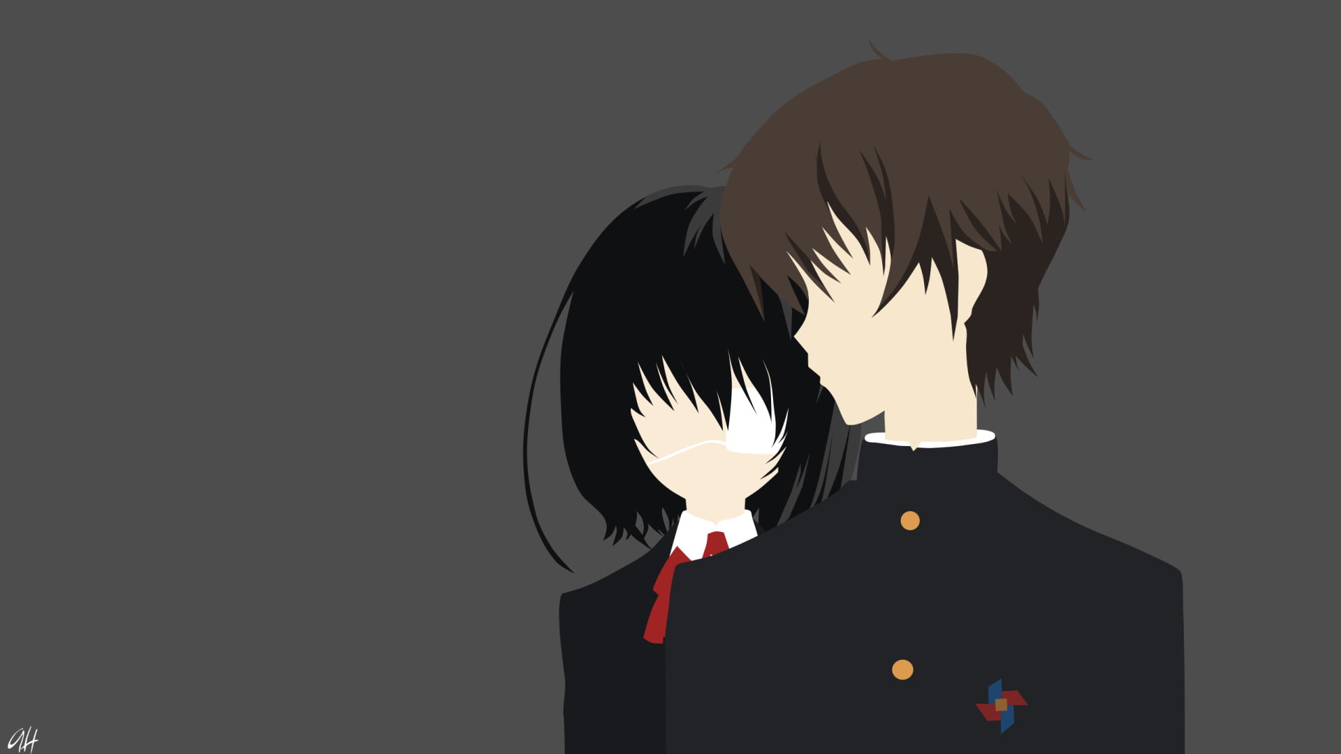 obscured face, Anime, Kouichi Sakakibara, studio shot, Another (Anime), young adult, unrecognizable person, adult, indoors, portrait, headshot, hair, Mei Misaki, HD Wallpaper
