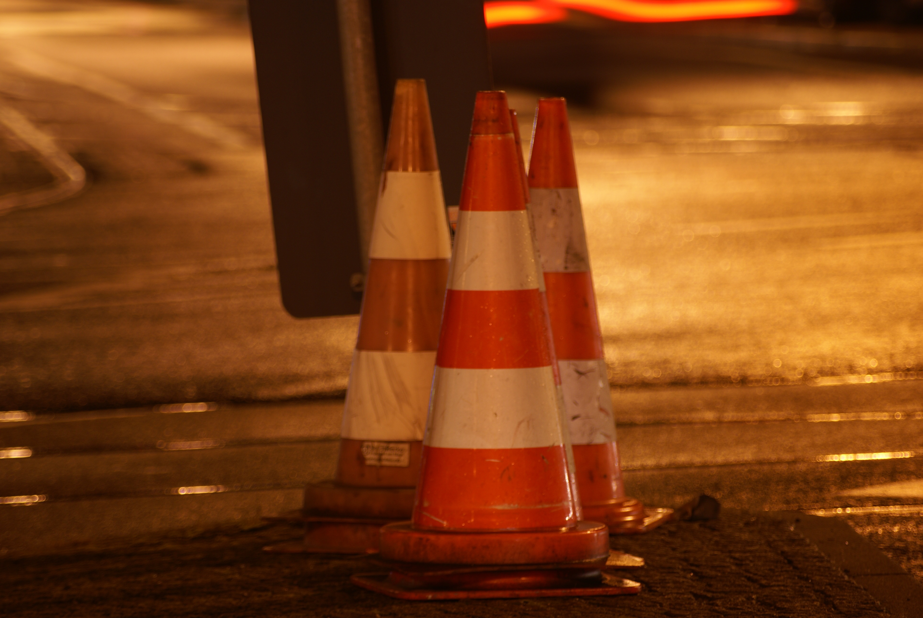 street, warning, city, cone, traffic cone, focus on foreground, day, transportation, table, outdoors, security, close-up, no people, white, protection, HD Wallpaper