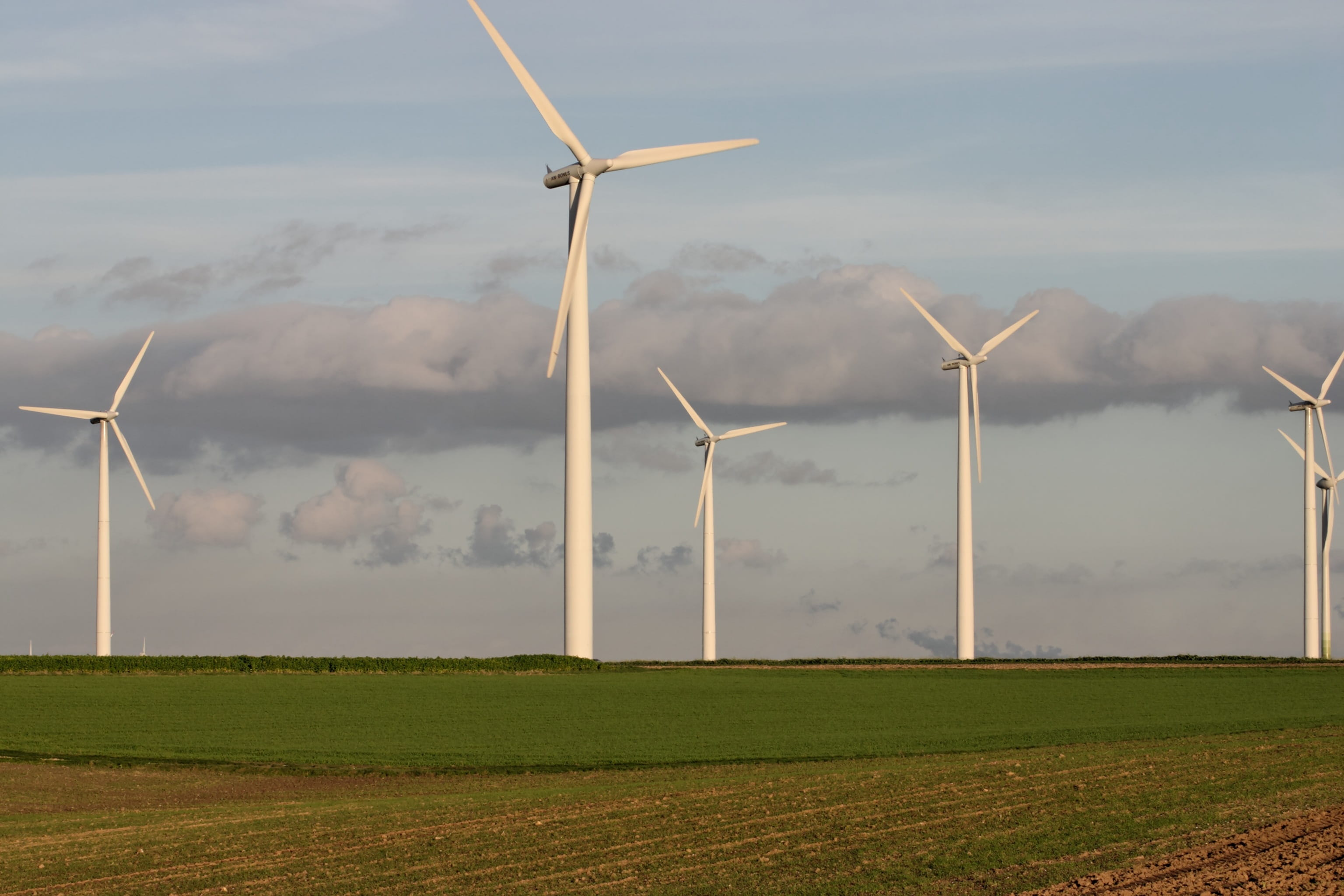 landscape, energy revolution, grass, outdoors, wind power, technology, land, agriculture, power generation, 2K, rural scene, sustainable resources, beauty in nature, HD Wallpaper