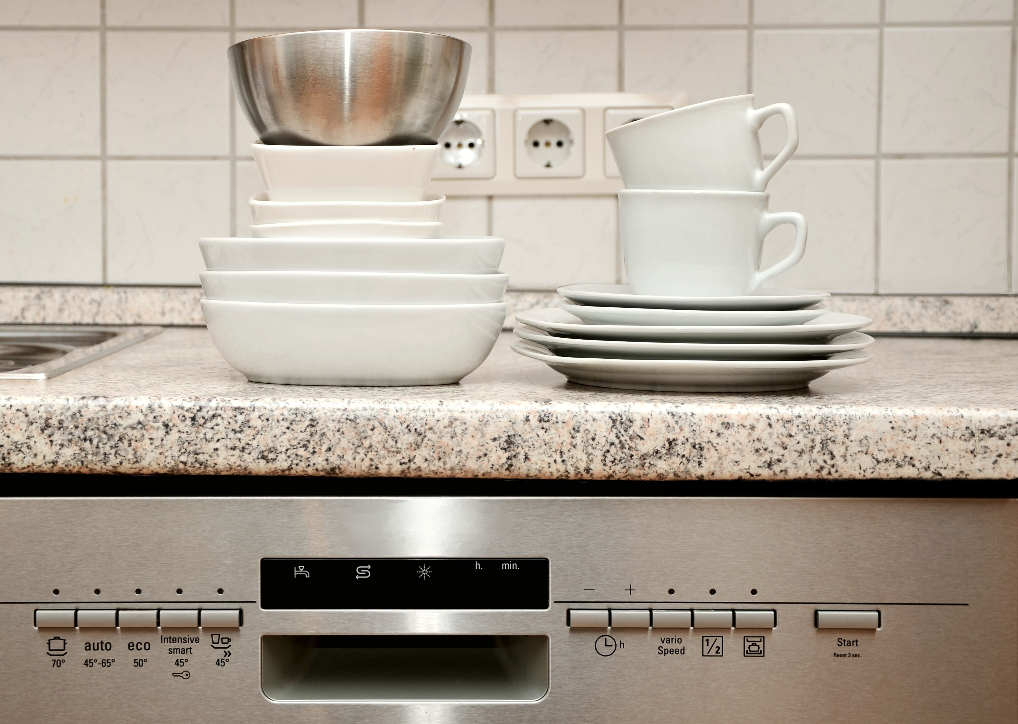 wall - building feature, household equipment, ceramic, silver colored, tableware, marble, domestic room, food and drink, crockery, indoors, kitchen counter, HD Wallpaper