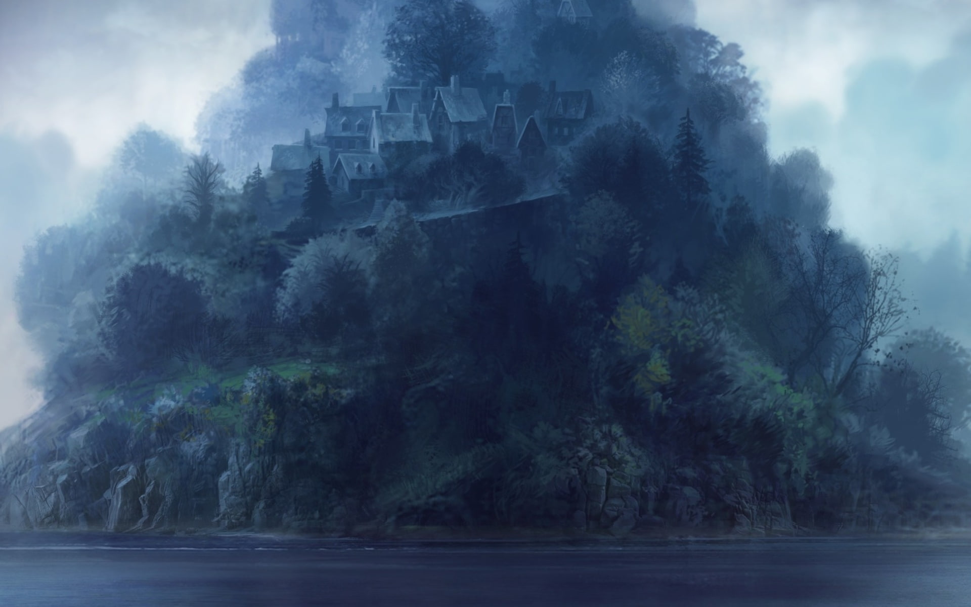 architecture, landscapes, woods, nature, case, mountains, shore, trees, castle, forest, 1080P, buildings, malgrave, files, cities, island, art, incident, HD Wallpaper