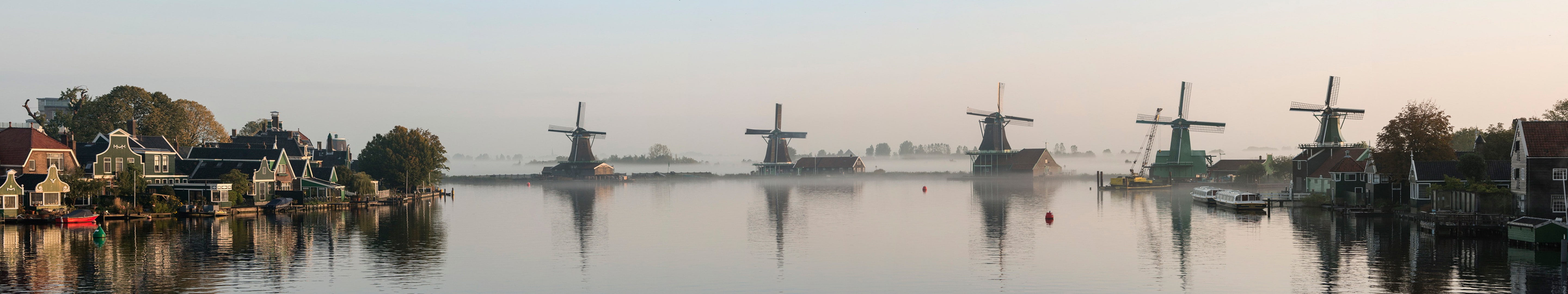 water, sky, nature, clear sky, nautical vessel, building exterior, canal, 5K, city, mode of transportation, outdoors, panoramic, architecture, netherlands windmill water river sky town dutch holland zaanse schans europe panorama, HD Wallpaper