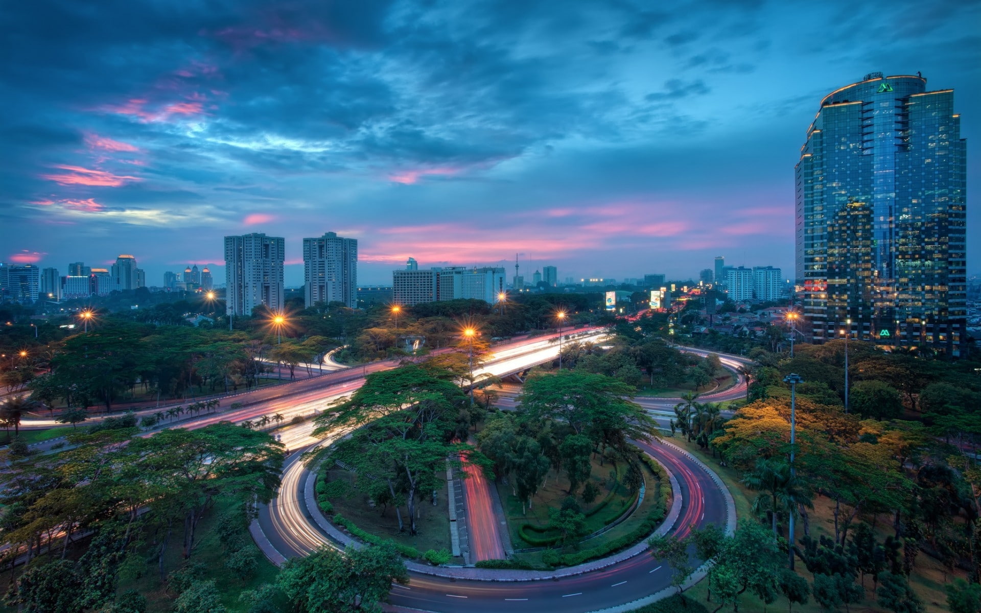jakarta, lights, indonesia, 1080P, HD Wallpaper