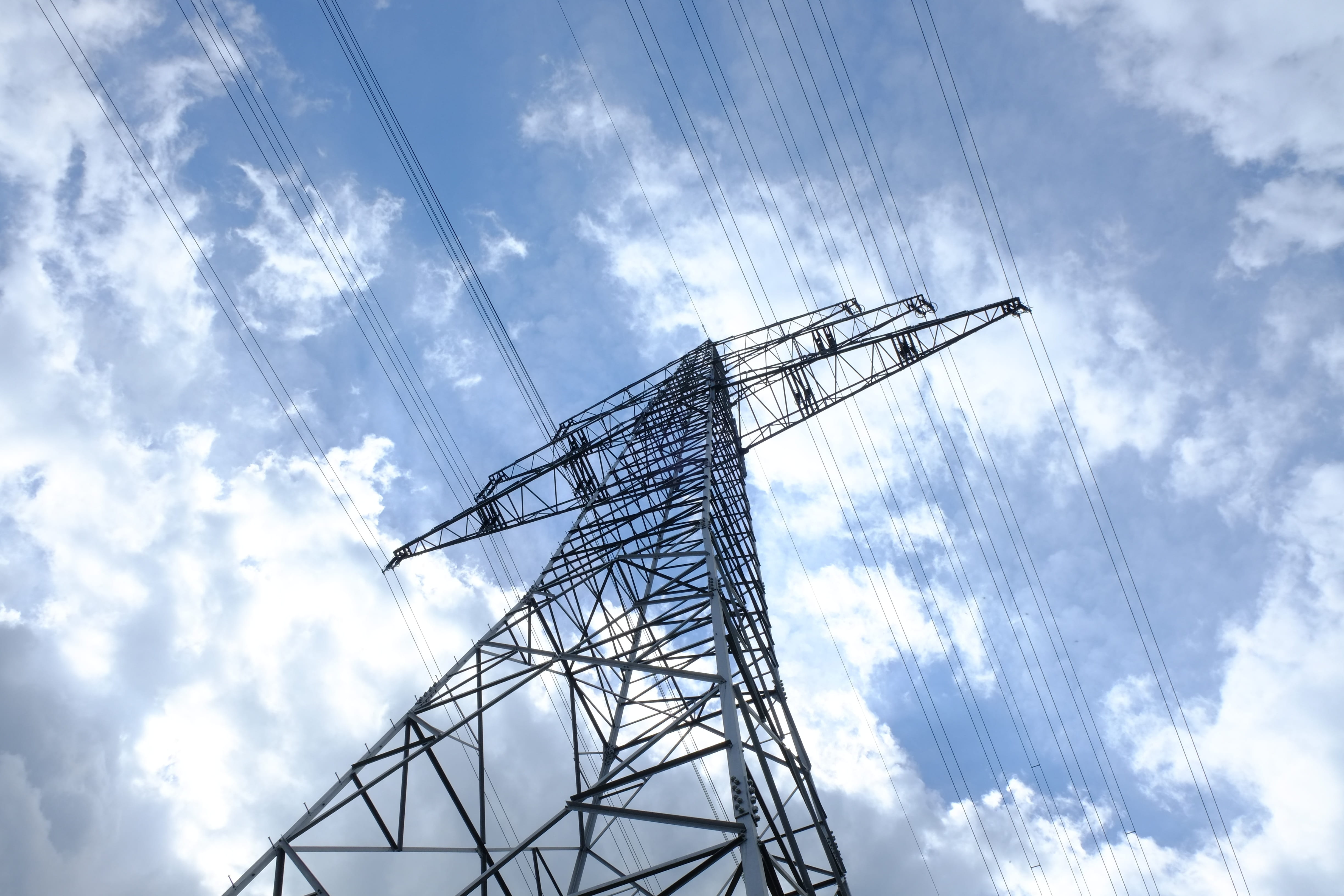 clouds, current, power lines, upper lines, catenary, sky, magnetic alternating fields, wires, fuel and power generation, alloy, global communications, metal, HD Wallpaper