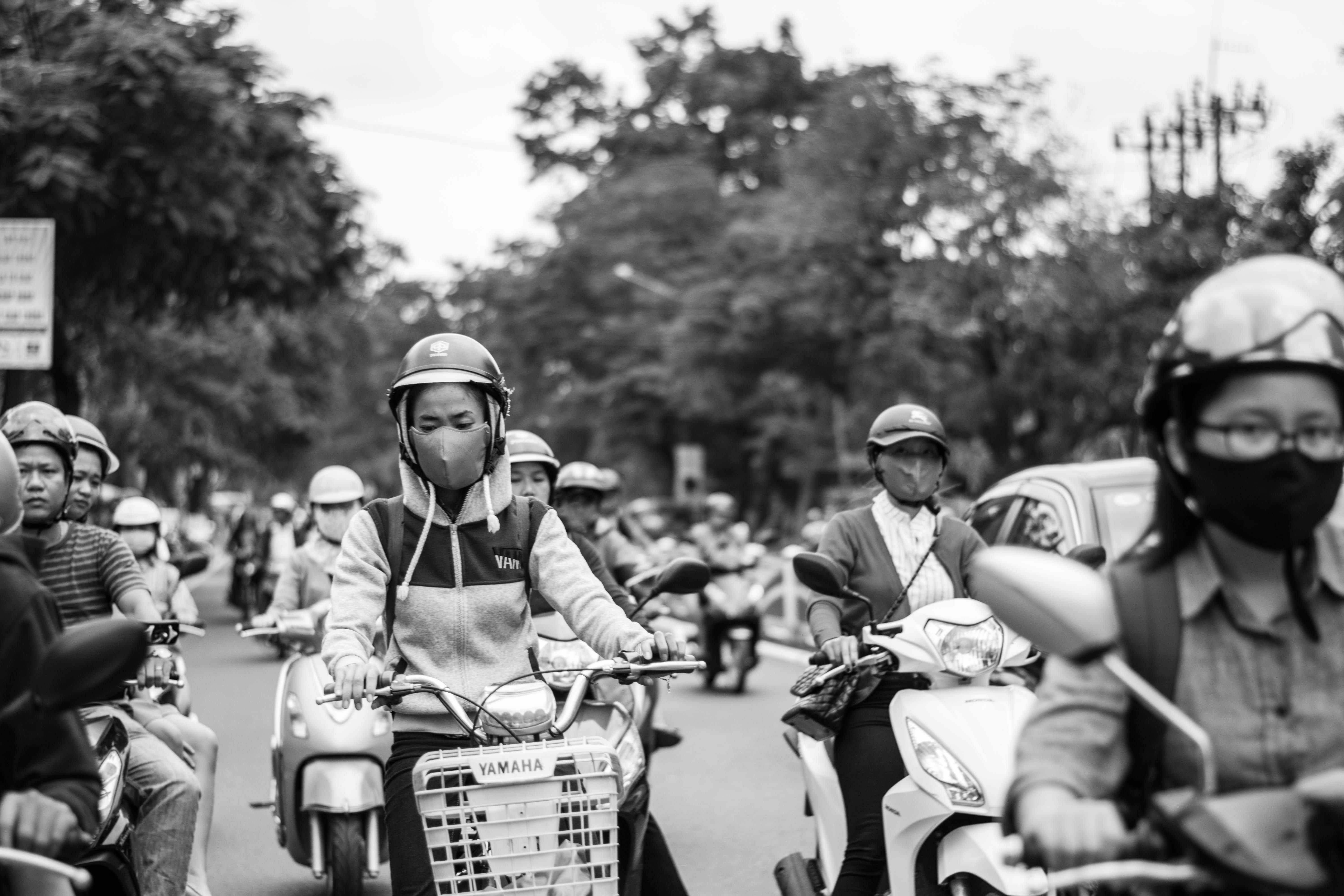 outdoors, photography, mask, road, women, group of people, day, city, urban, men, helmet, adult, 5K, leisure activity, stampede, three quarter length, HD Wallpaper