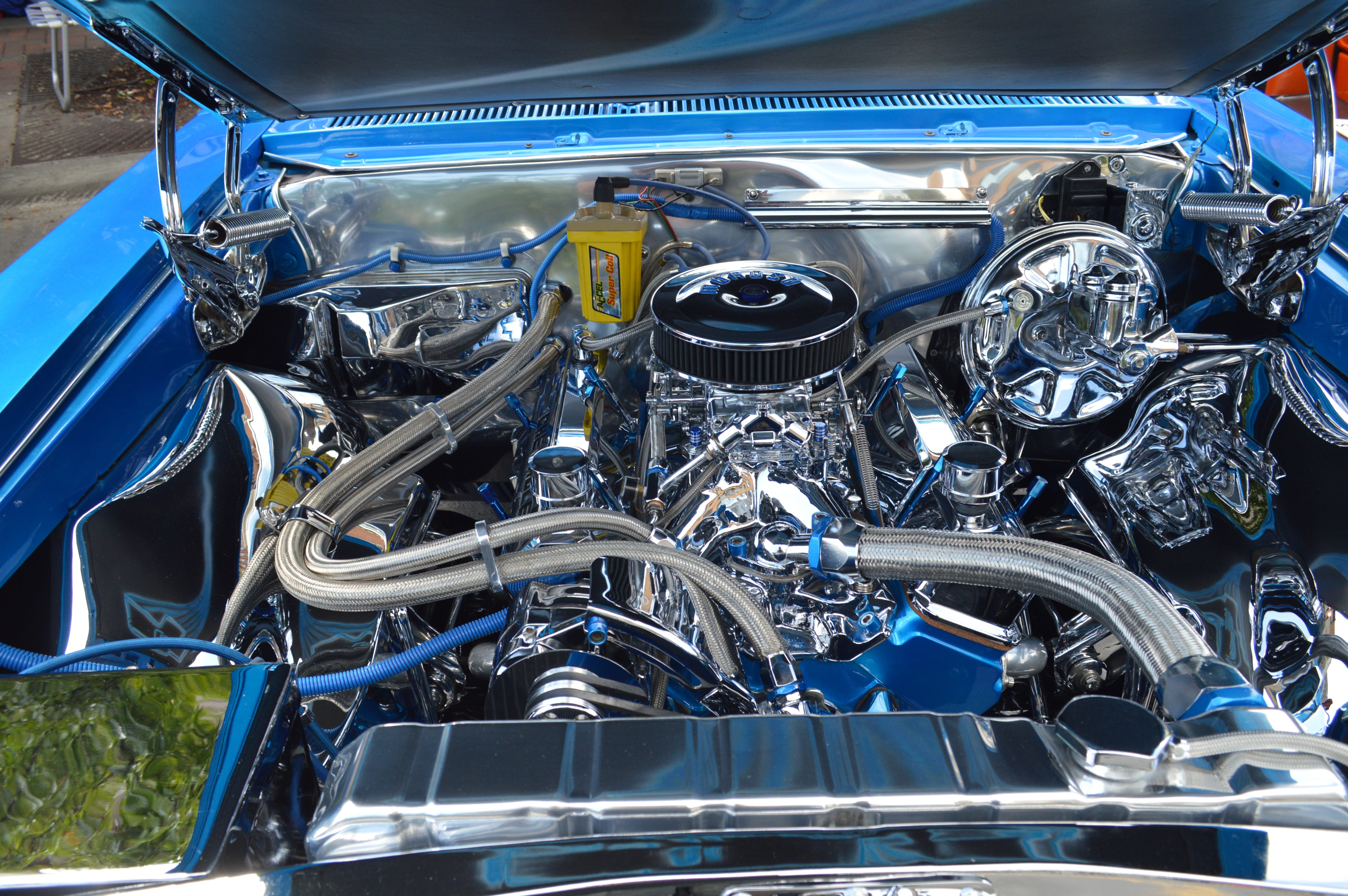 car show, race car, automobile, blue engine, steel, no people, motor vehicle, vehicle part, mechanic, headlight, power, bicycle, motorcycle, engine, land vehicle, HD Wallpaper
