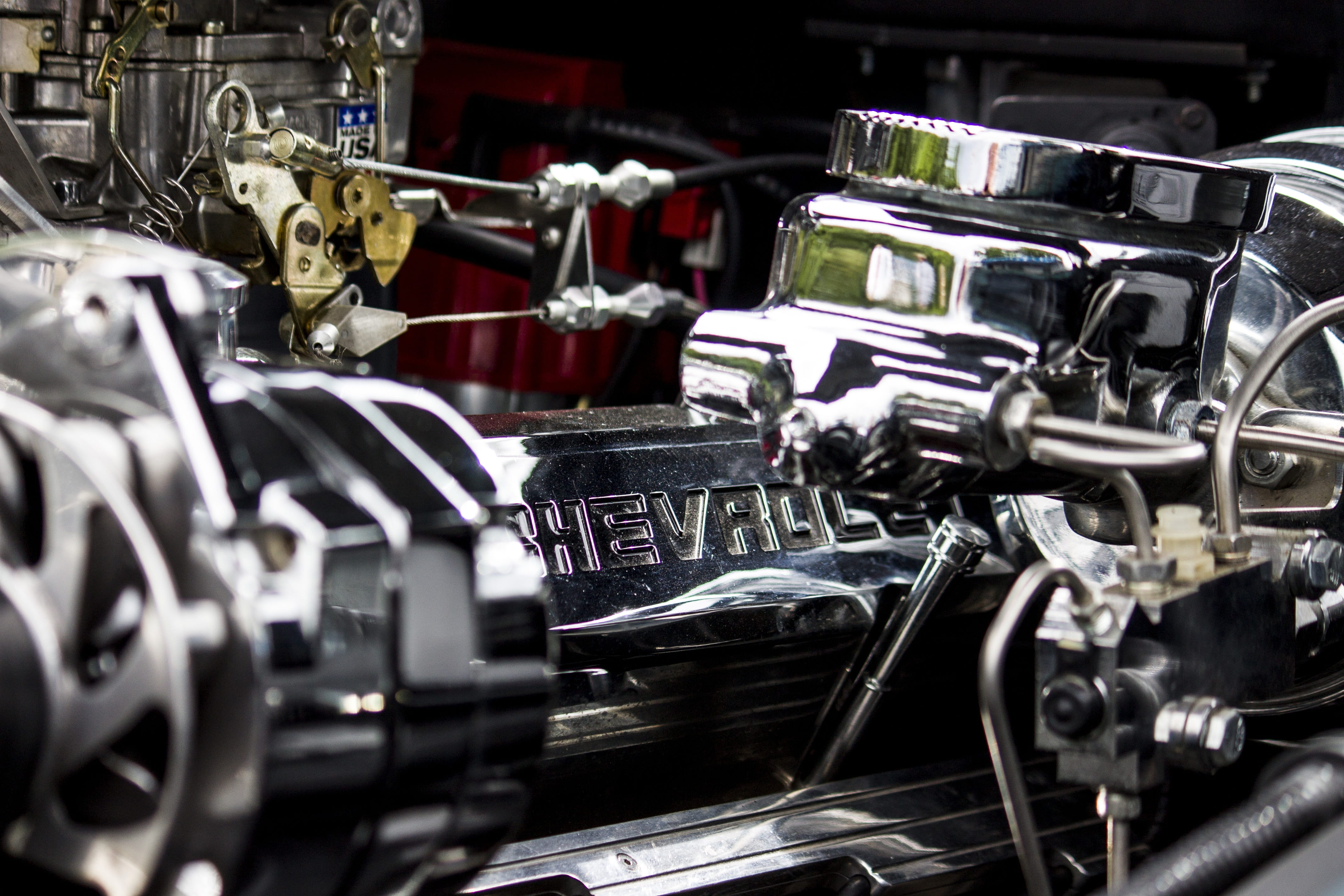 alloy, transportation, metallic, mechanic, shopping, mode of transportation, fuel, machinery, equipment, big block, chrome, 4K, motor vehicle, chevrolet, HD Wallpaper