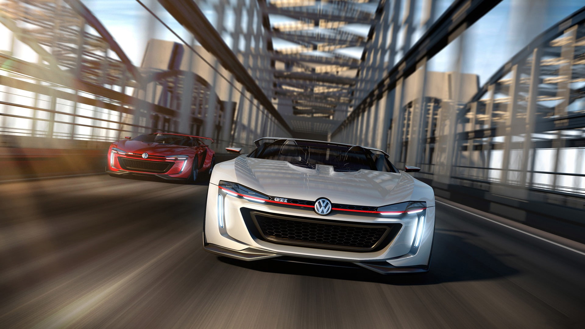 car, Volkswagen GTI Roadster, on the move, mode of transportation, 1080P, sunlight, building, building exterior, day, speed, luxury, motion, motor vehicle, HD Wallpaper