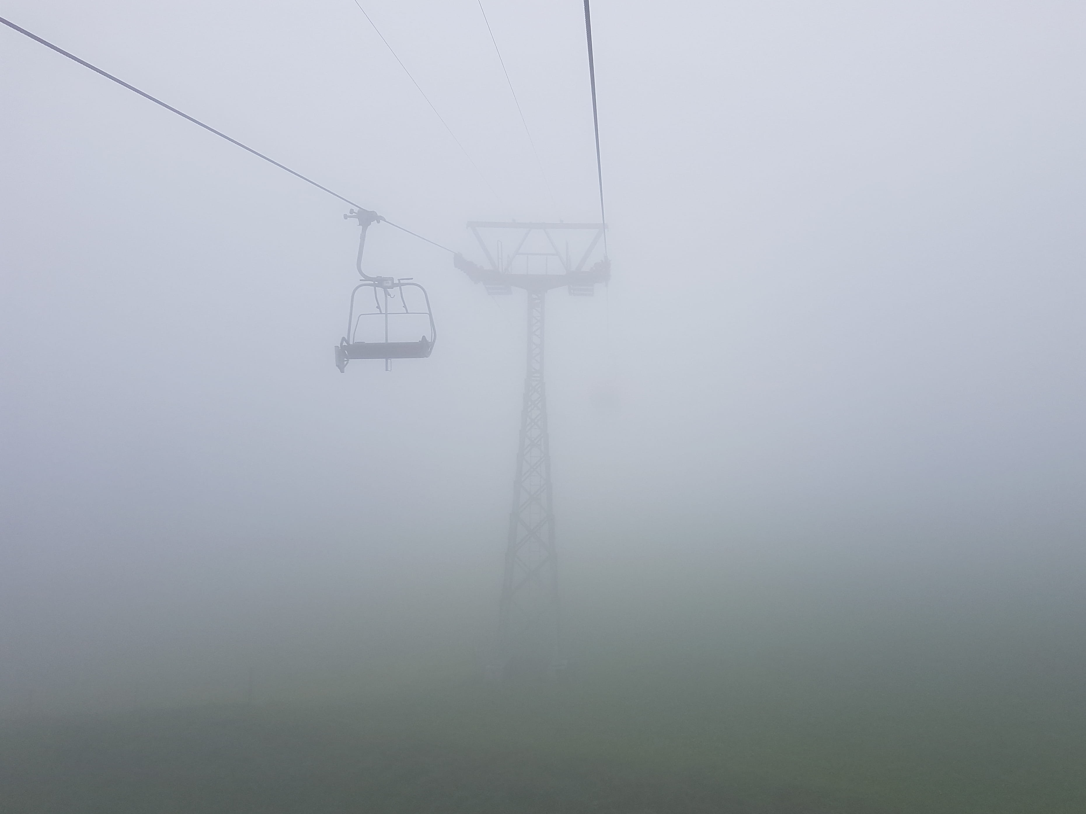 outdoors, cloudy, no people, environment, electricity, 2K, fog, power supply, cable car, hazy, cable, blank, ski, quiet, hiking, electricity pylon, beauty in nature, HD Wallpaper