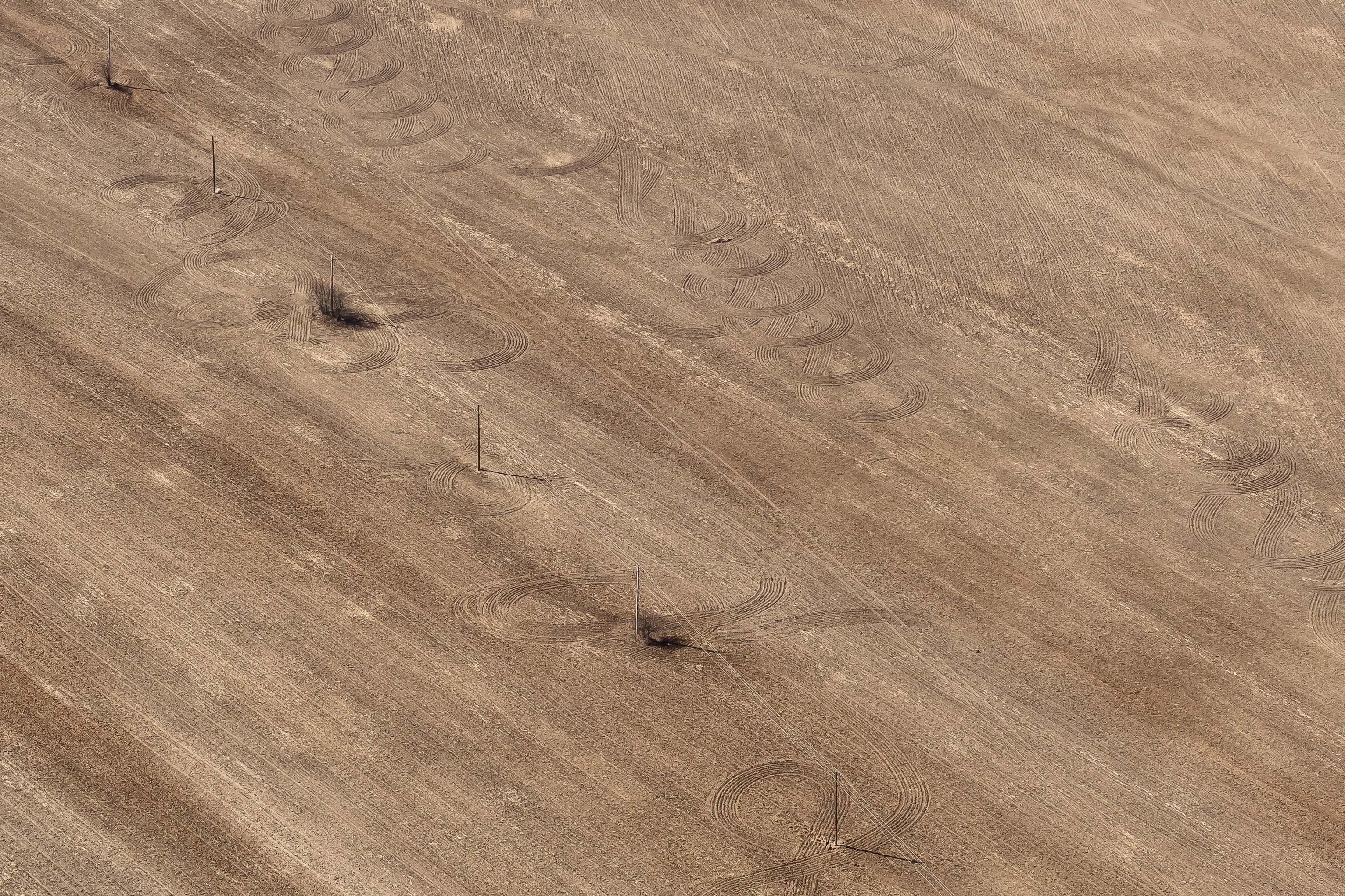 power line, textured, vehicle track, photo, high angle view, no people, 2K, farm, line, wooden, dirt, field, electric, texture, tire track, close-up, track, HD Wallpaper