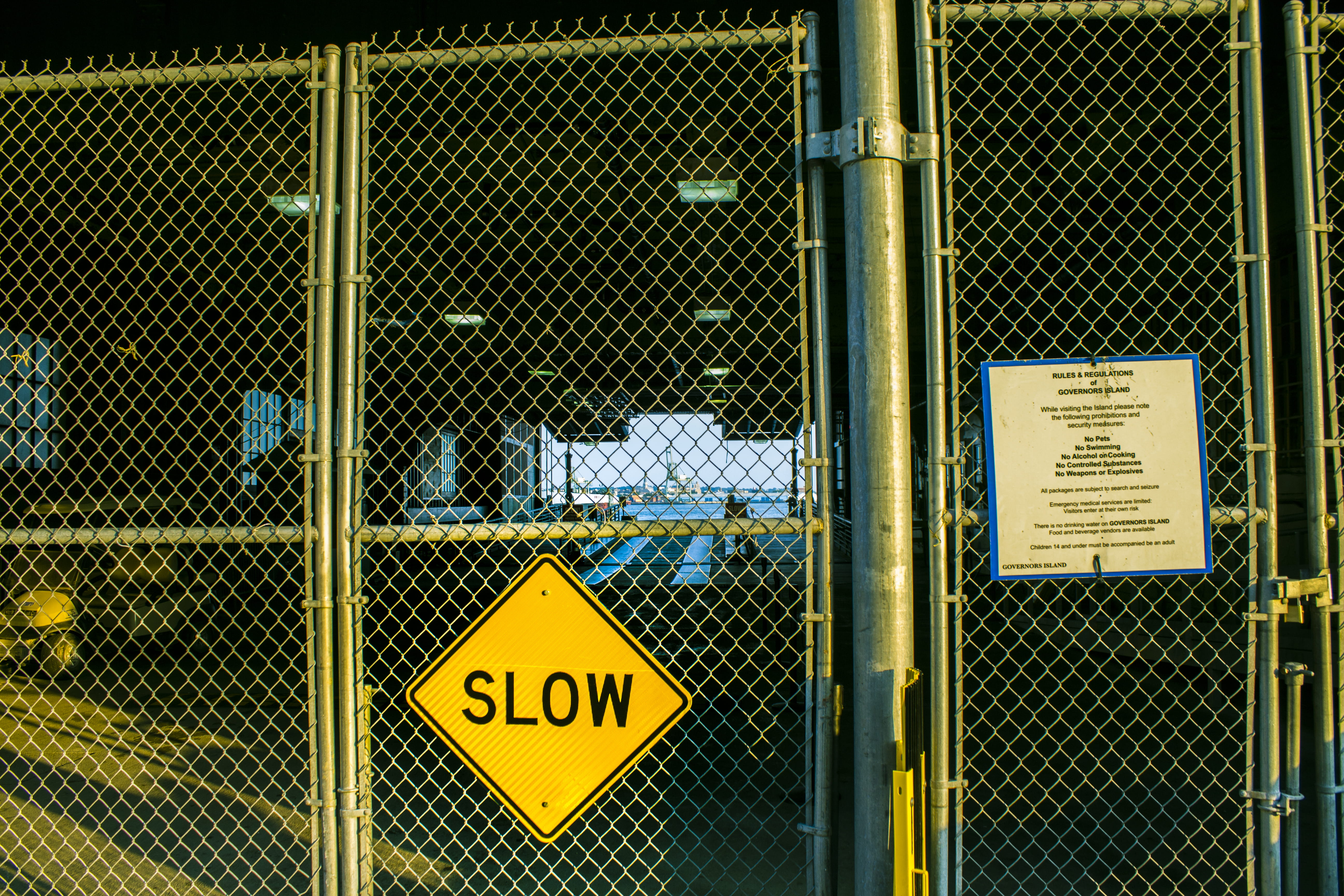 sunlight, security, safety, message, building, closed, new york, information sign, western script, day, protection, slow sign, information, city, power supply, HD Wallpaper