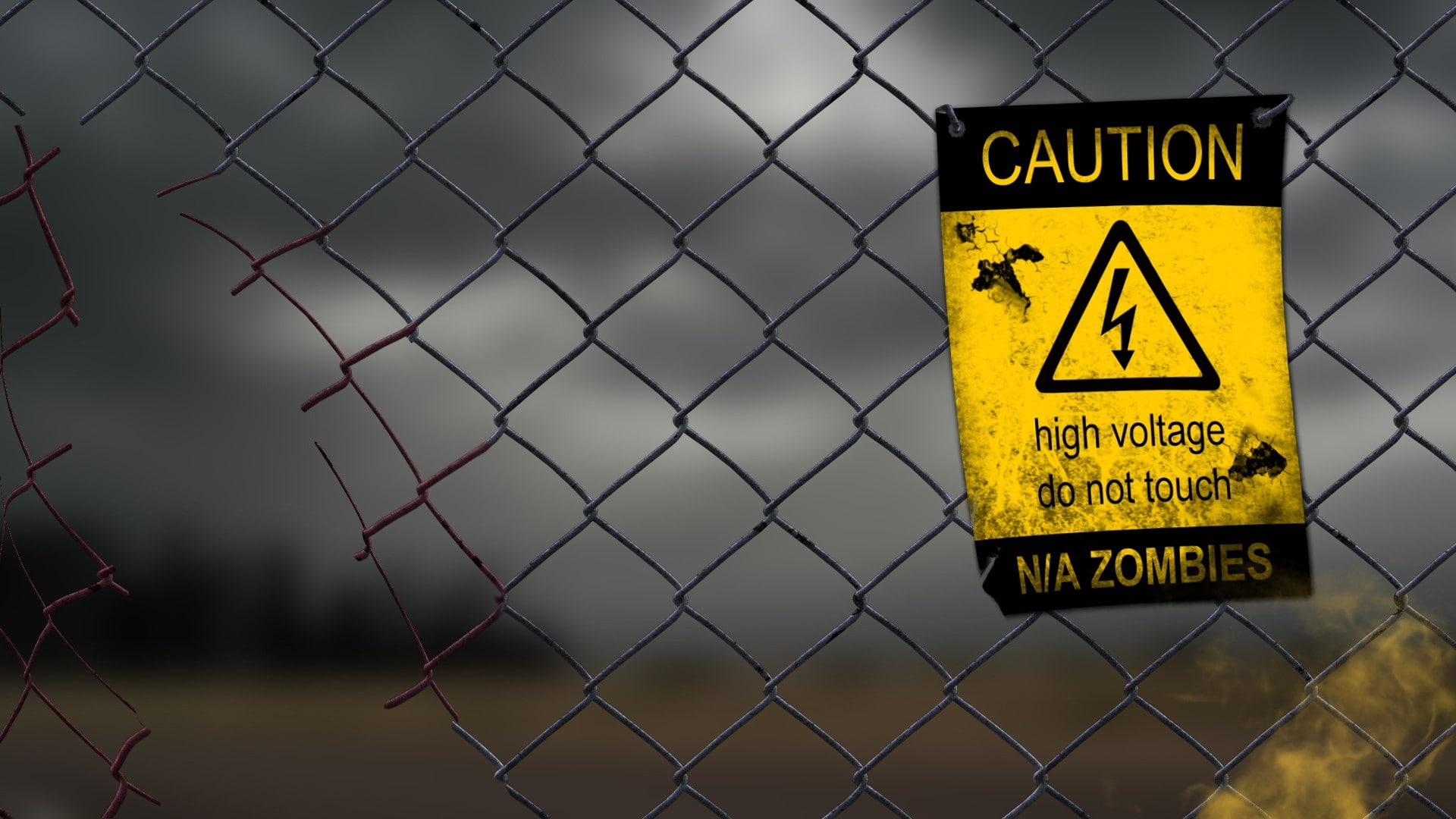 High Voltage, Warning Signs, zombies, 1080P, HD Wallpaper