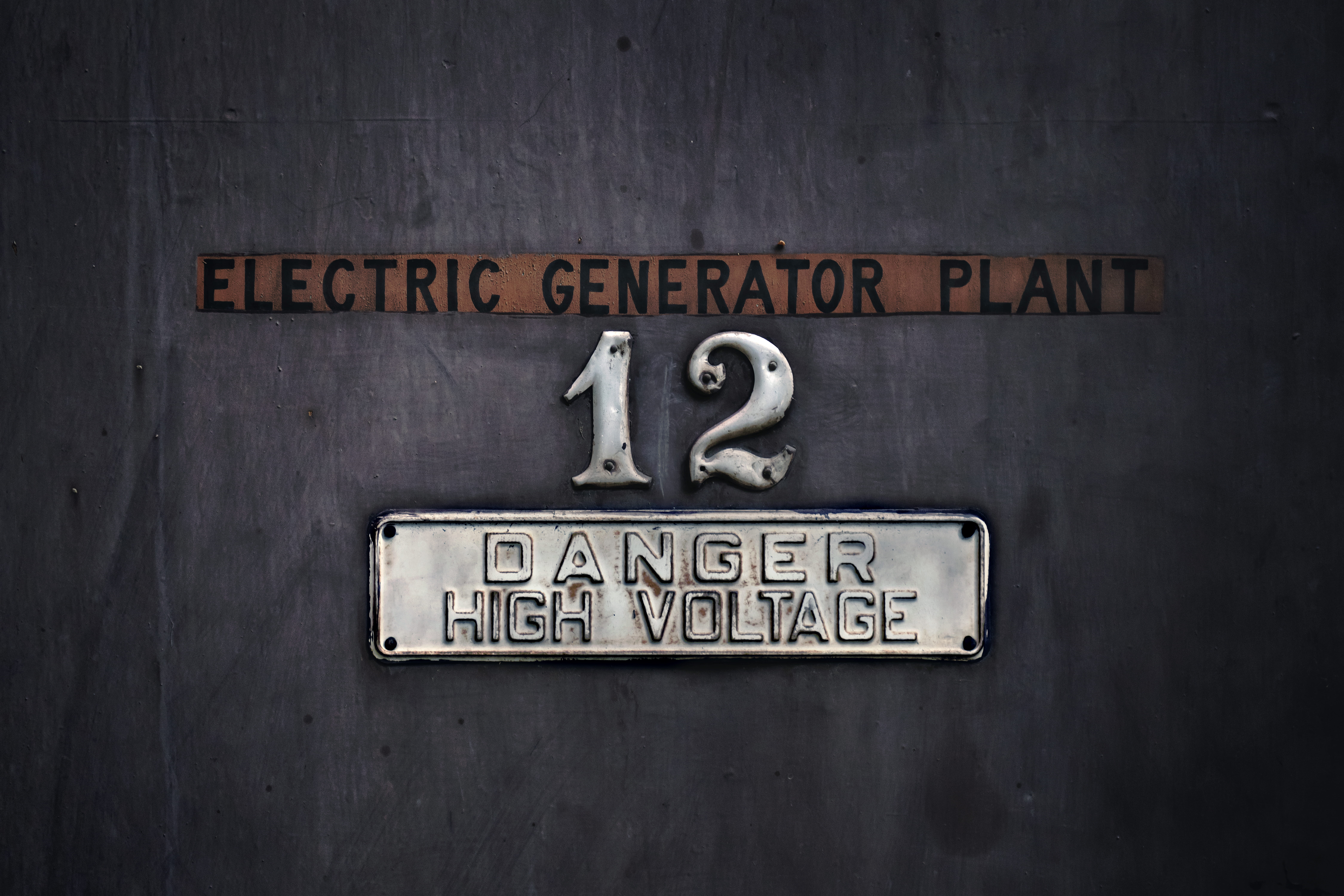 high voltage, danger, brown, white, door, warning, wood - Material, backgrounds, electrical, plant, 12, generator, old-fashioned, number, text, business, HD Wallpaper