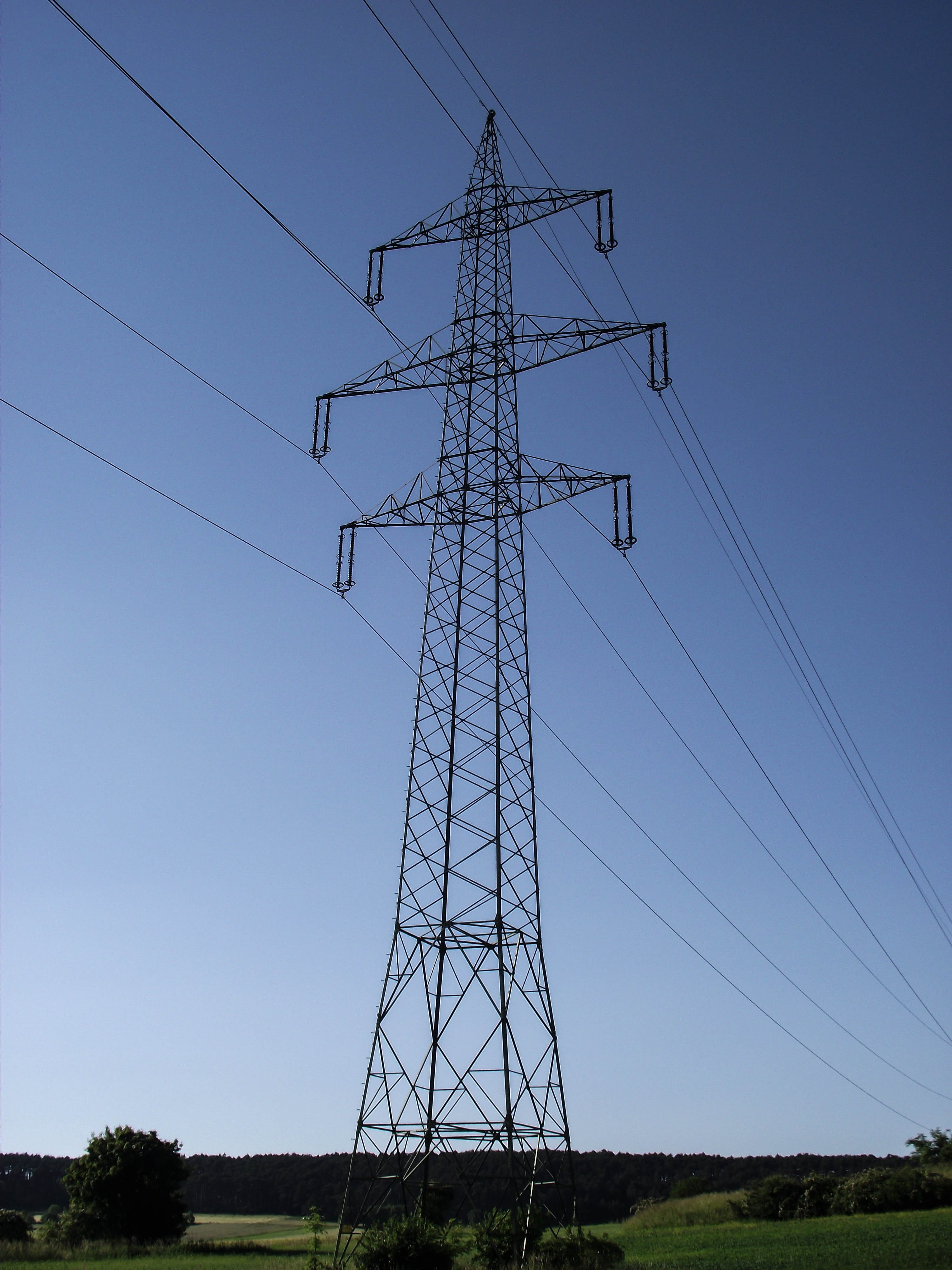 power poles, tall - high, plant, high voltage, outdoors, sky, current, upper lines, connection, no people, technology, electricity pylon, field, power line, Phone HD Wallpaper