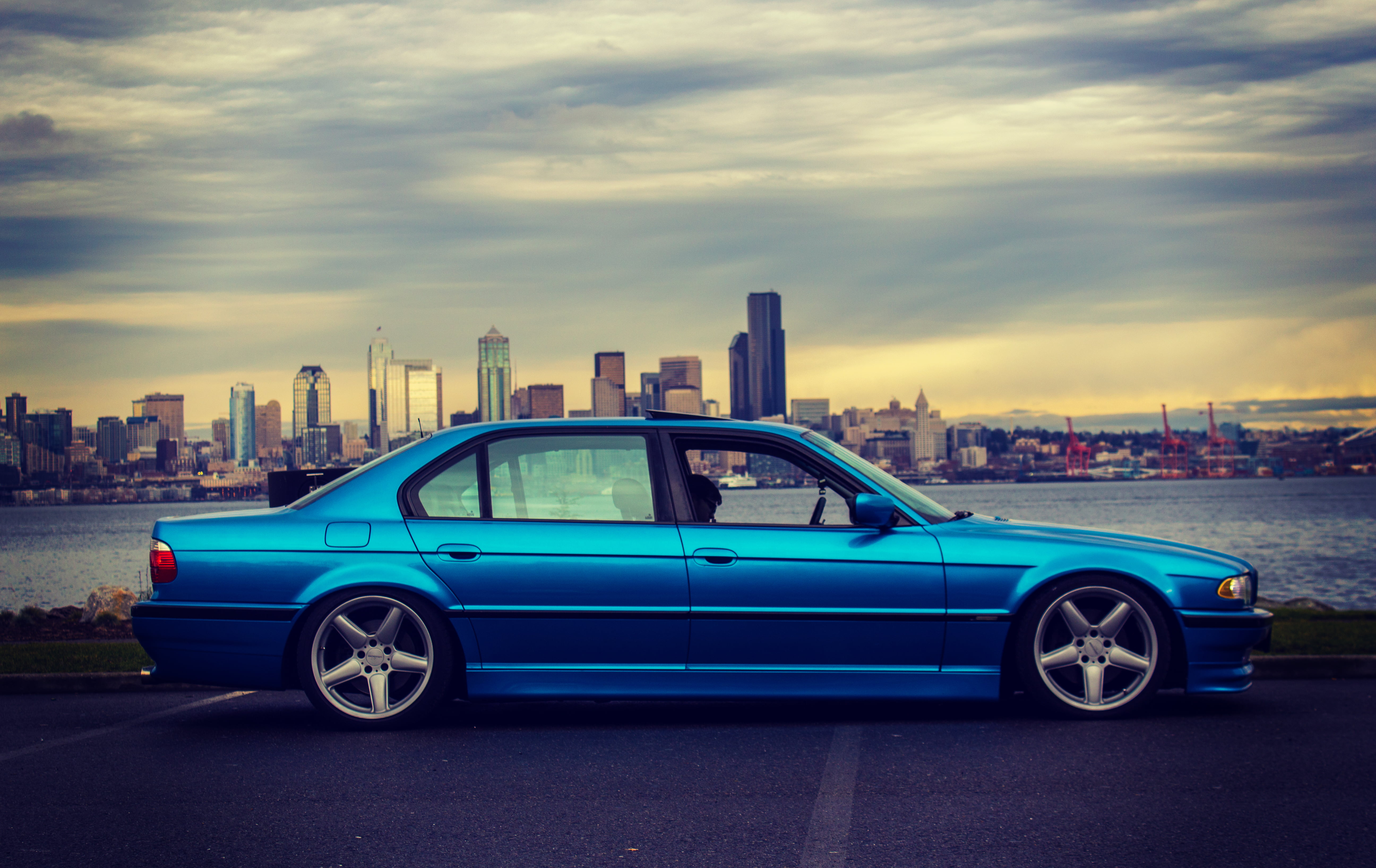 motor vehicle, dusk, road, panoramic, BMW, outdoors, architecture, no People, urban Skyline, built Structure, cloud - sky, mode of transportation, uSA, HD Wallpaper