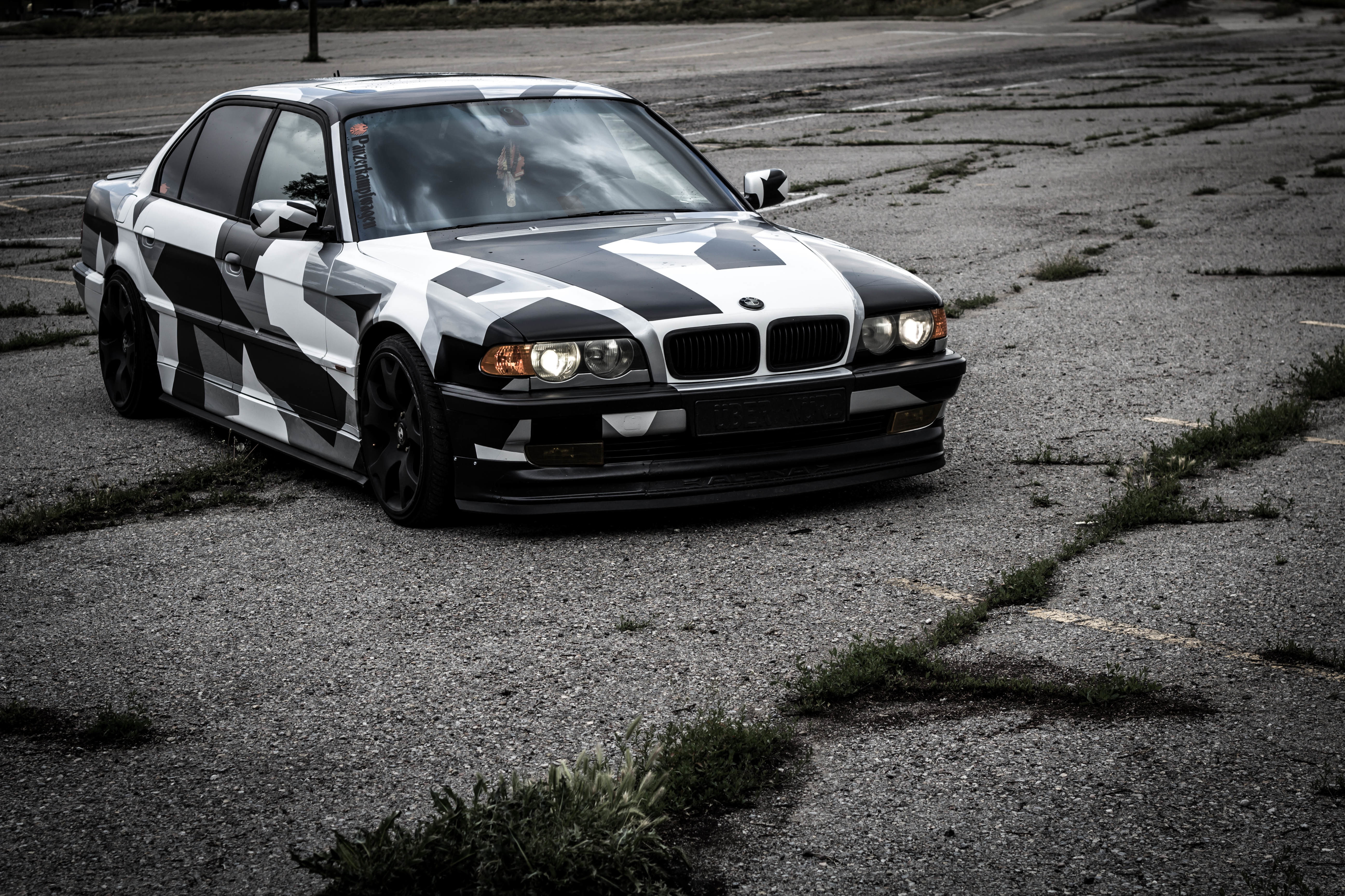 arctic camo, BMW, camo, Tying, black, 5K, winter, 740il, e, white, E38, series, Alpina, HD Wallpaper