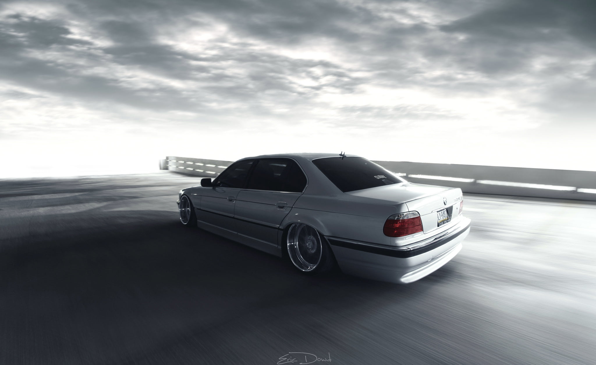 nature, outdoors, transportation, motor vehicle, road, car, motion, luxury, wheel, e38, sky, 1080P, stance, wealth, 7 series, land vehicle, mode of transportation, HD Wallpaper
