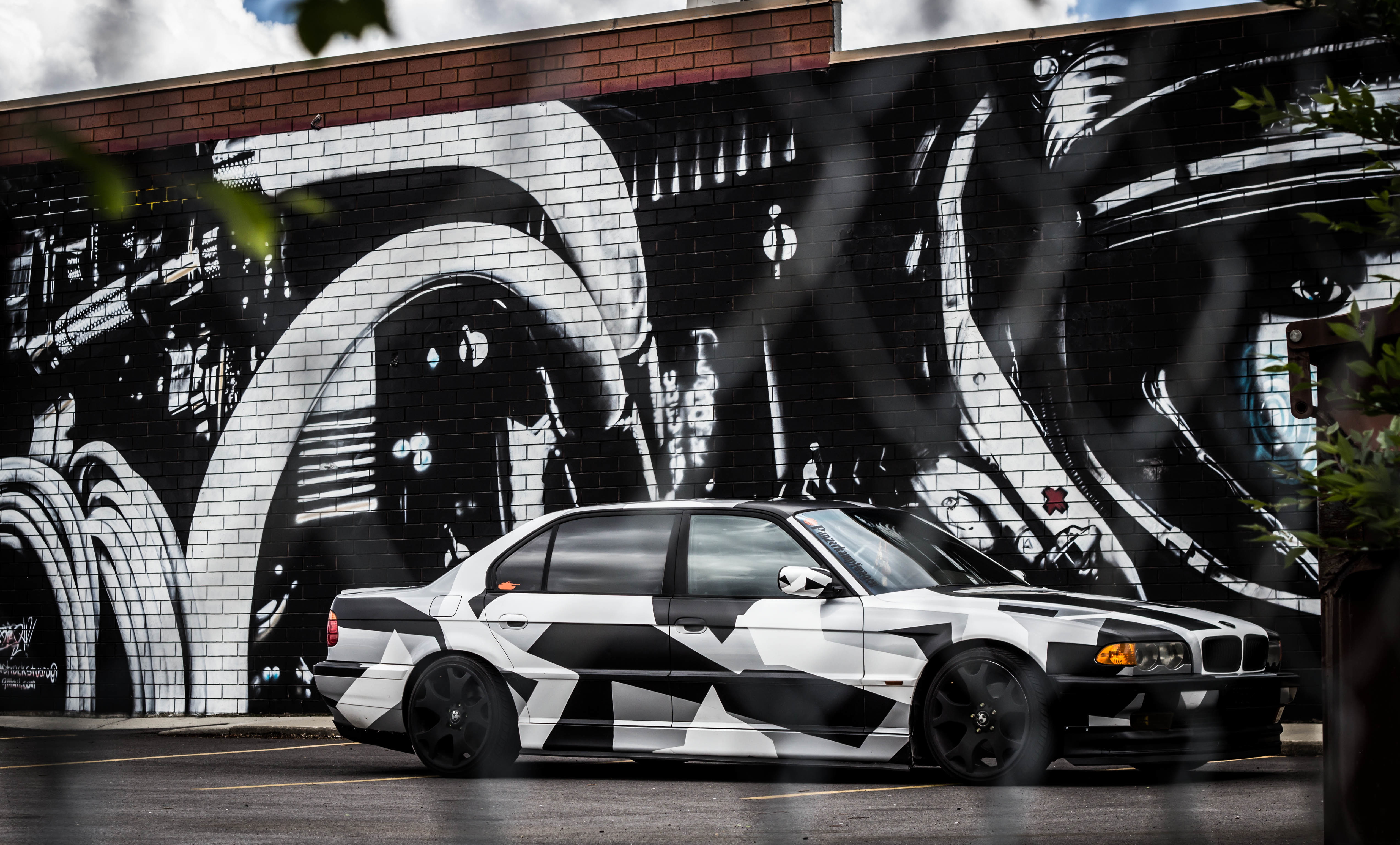 Alpina, BMW, 740il, arctic camo, 4K, camo, Tuning, E38, winter, HD Wallpaper