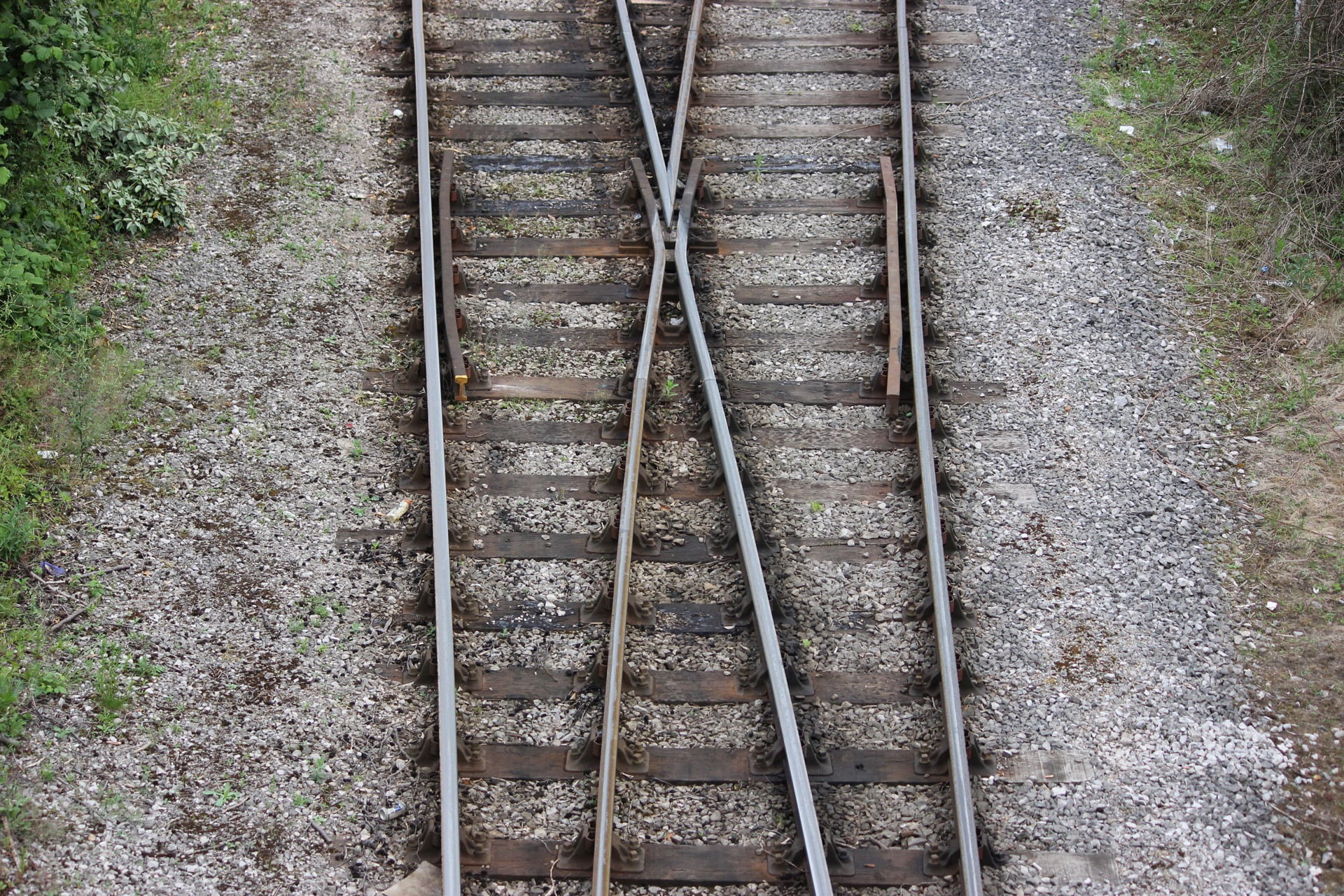 rail transportation, outdoors, 1080P, architecture, transportation, steel, pattern, forest, old, no people, track, junction, land, train junction, metal, HD Wallpaper