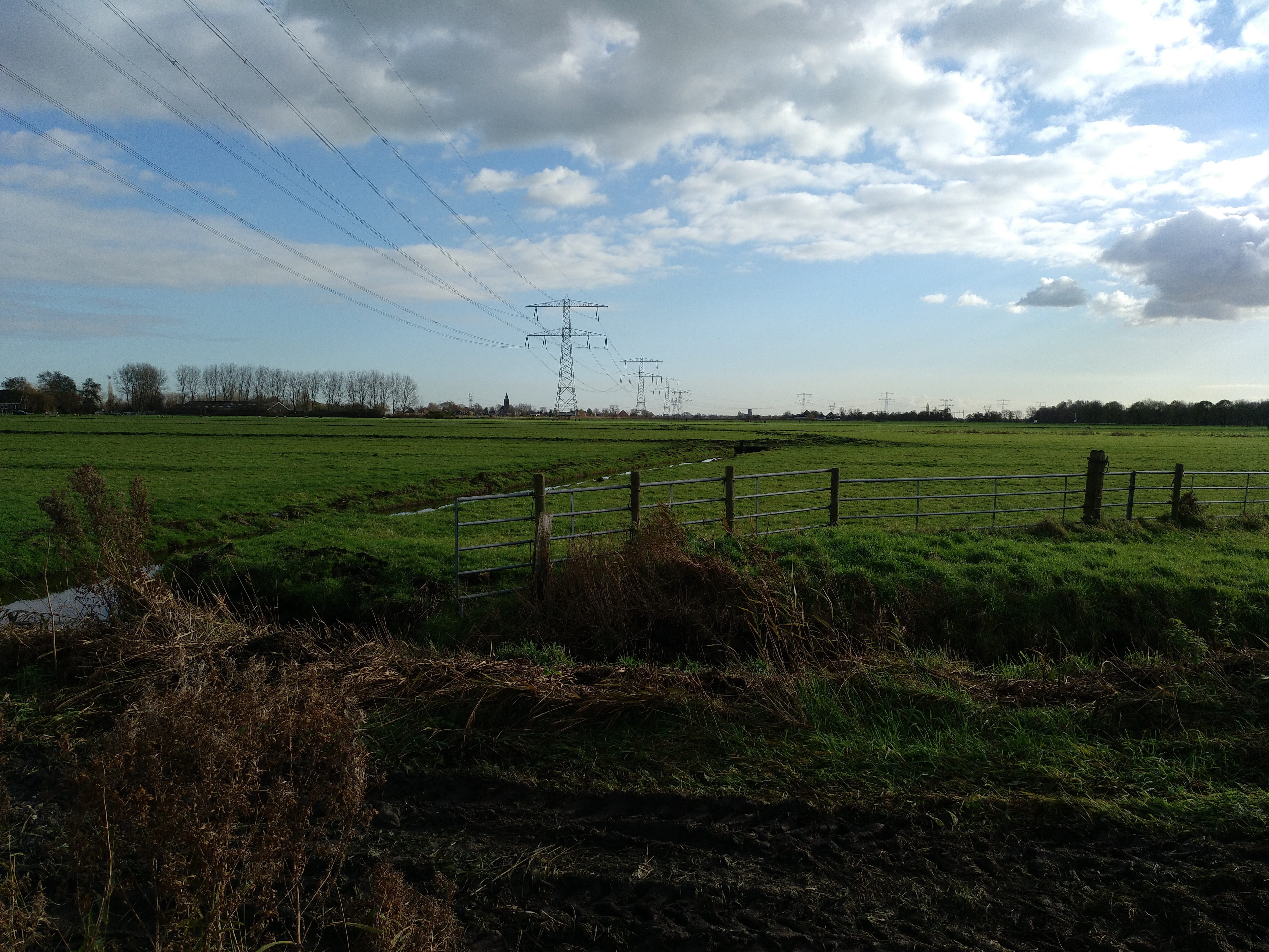 electricity pylon, lawn, outdoors, shadow, green, rural scene, agriculture, no people, cloud - sky, hv, cable, electrical, power supply, power line, landscape, HD Wallpaper
