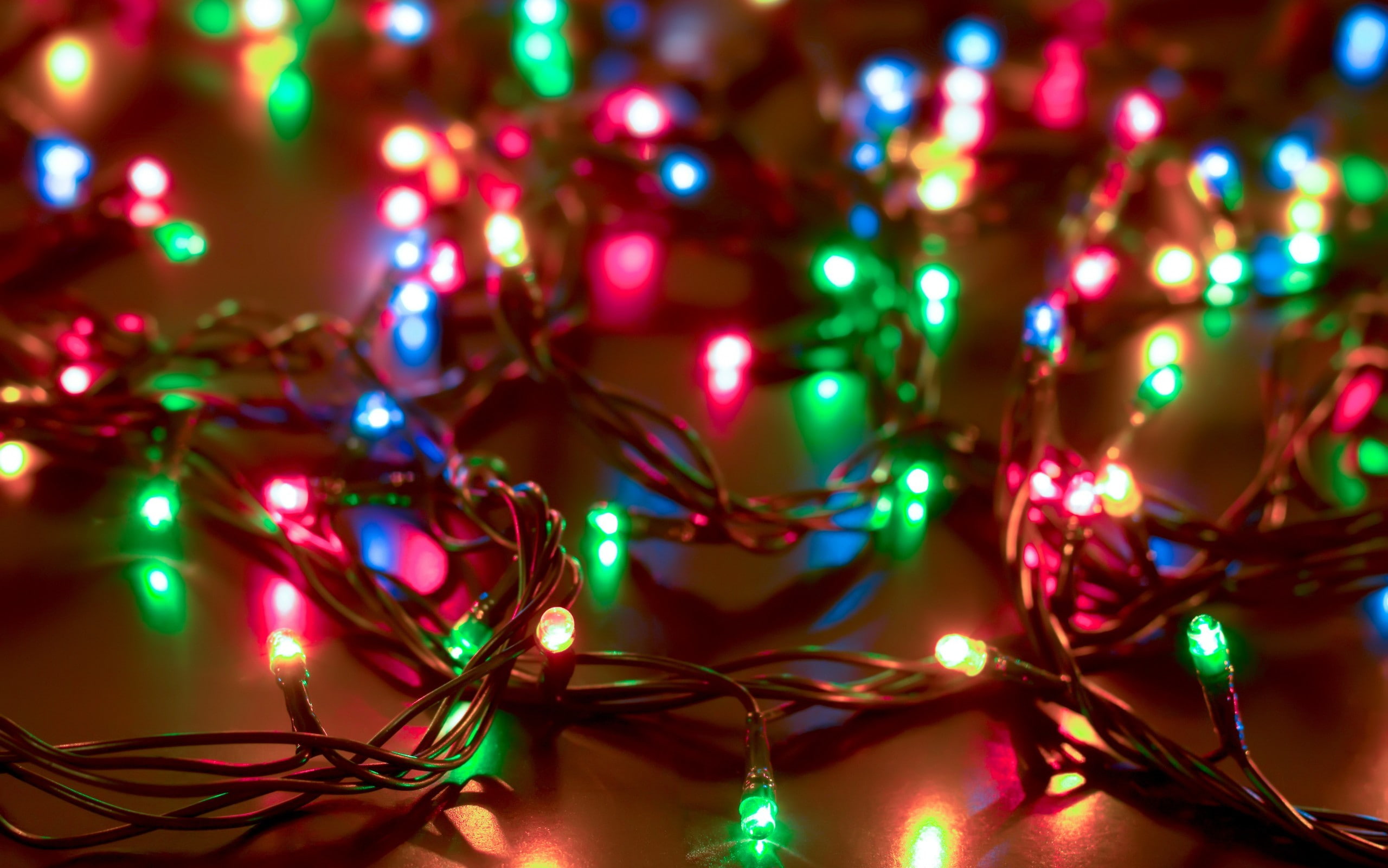 light, christmas lights, indoors, holiday - event, snow, multi colored, holiday, technology, christmas, New Year, illuminated, still life, 2K, tangled, HD Wallpaper