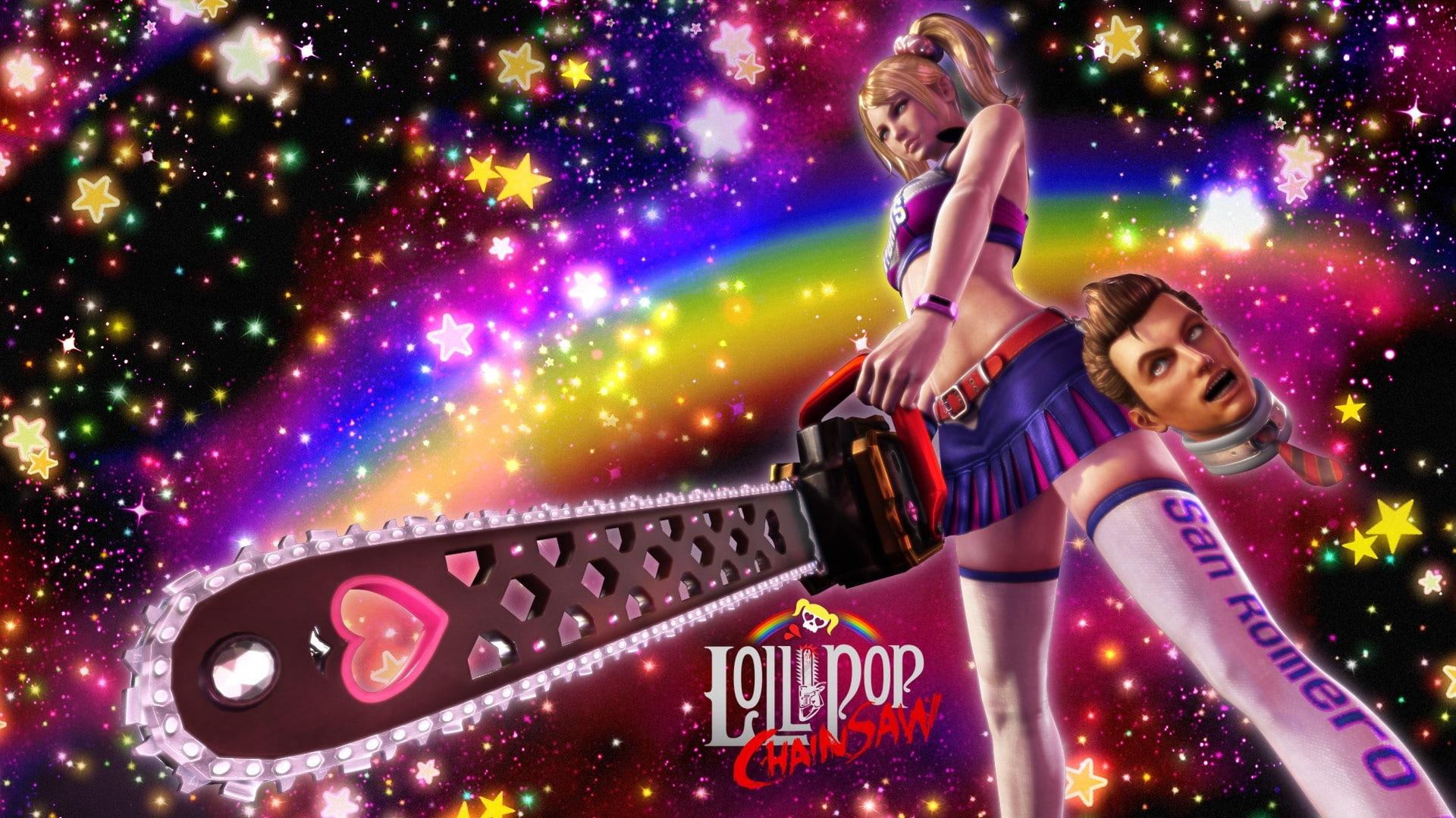 lollipop, stars, cheerleader, blonde, chainsaw, starling, 1080P, juliet, HD Wallpaper