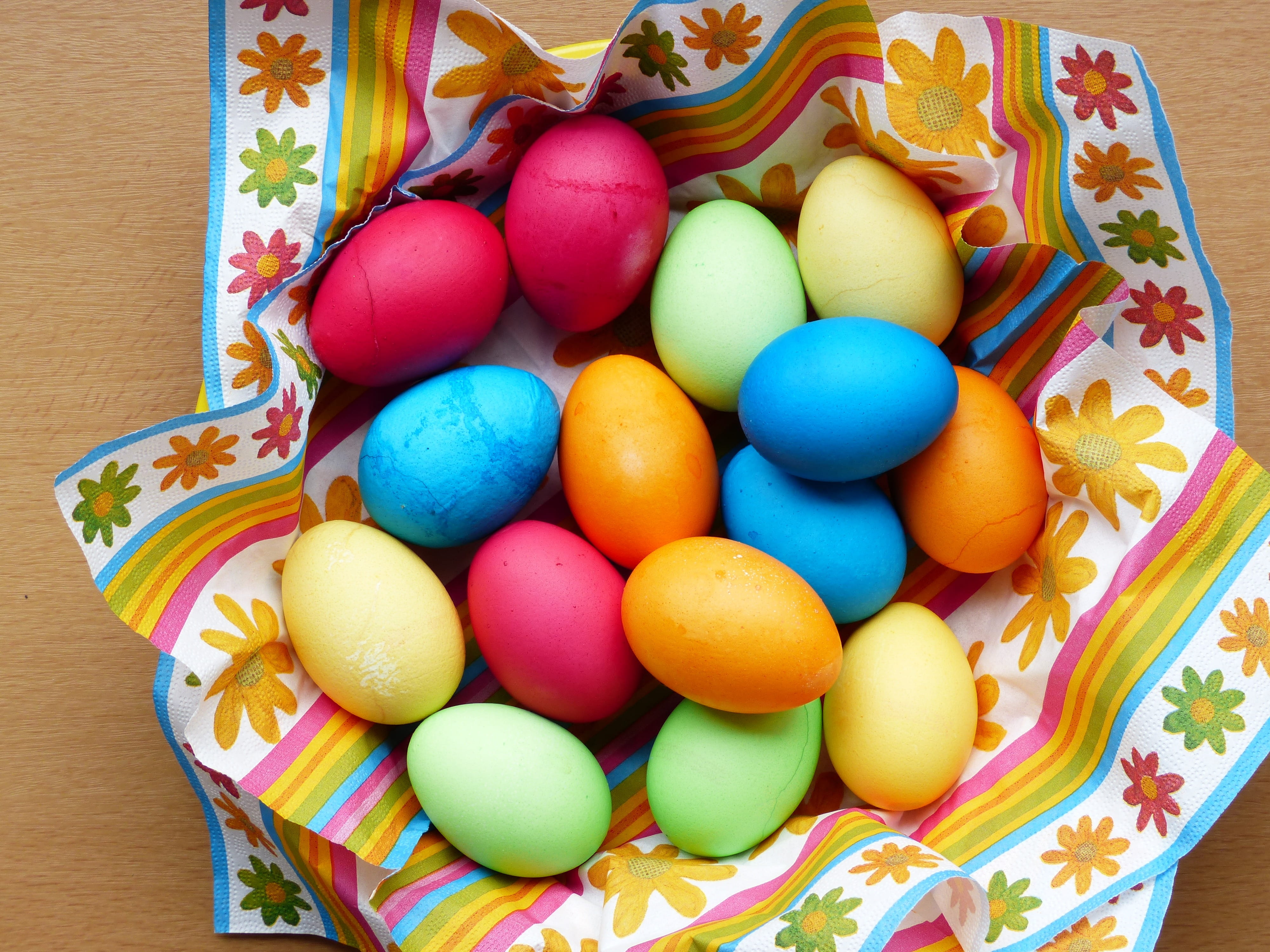 papers, blue, egg shaped, oval, cooked, multi colored, green, pattern, food and drink, decoration, spring, colored, paint, delicious, colorful, floral, HD Wallpaper