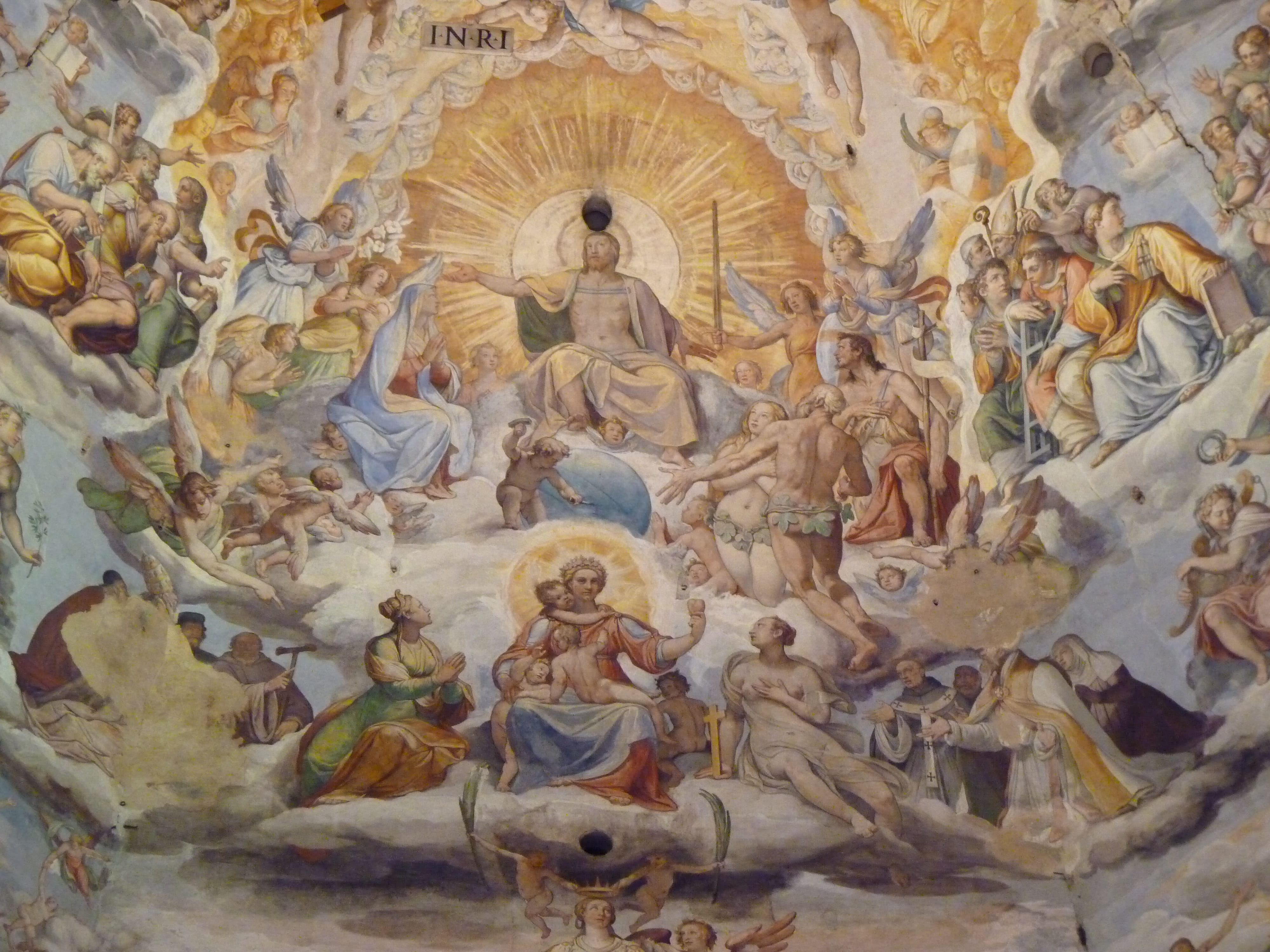 4K, Dome, Florence, duomo, belief, representation, ceiling, Church, religion, close-up, art and craft, building, place of worship, italy, inri, Painting, HD Wallpaper