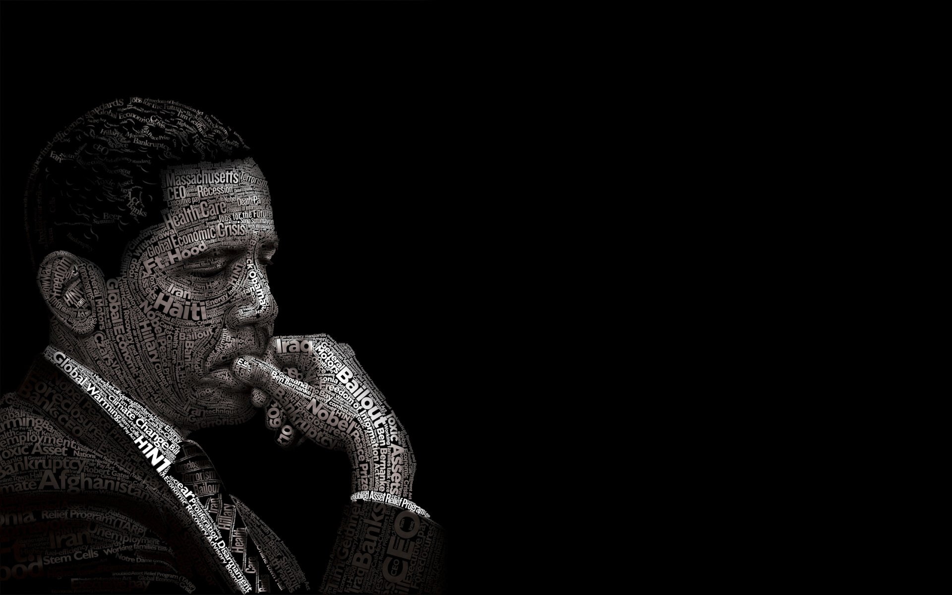 Artistic, Black, Black and White, 1080P, Barack Obama, Typography, HD Wallpaper