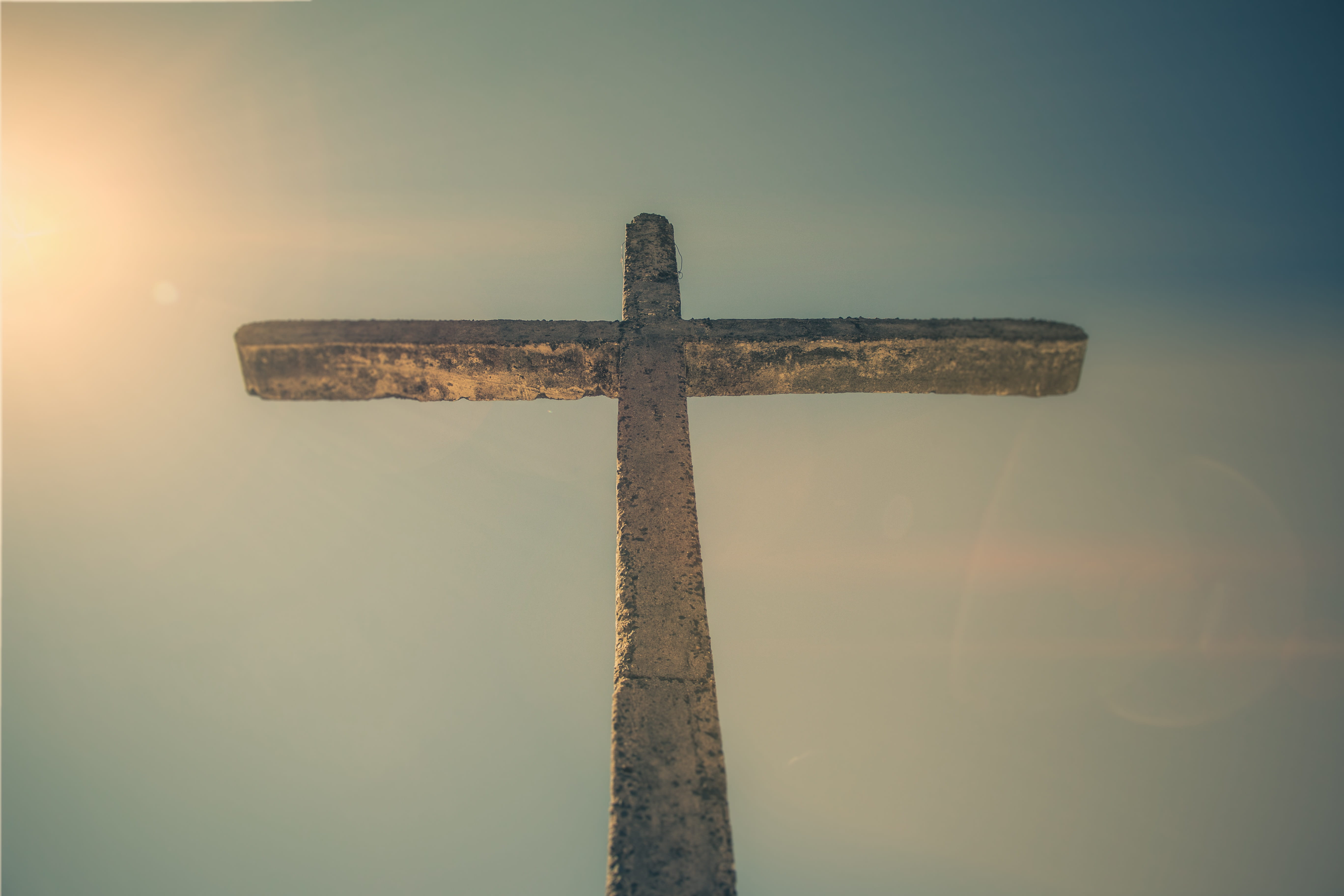 5K, religion, low angle view, symbol, light, cross, faith, idyllic, blue, church, clear sky, christ, prayer, nature, concrete, day, tranquility, sunlight, HD Wallpaper