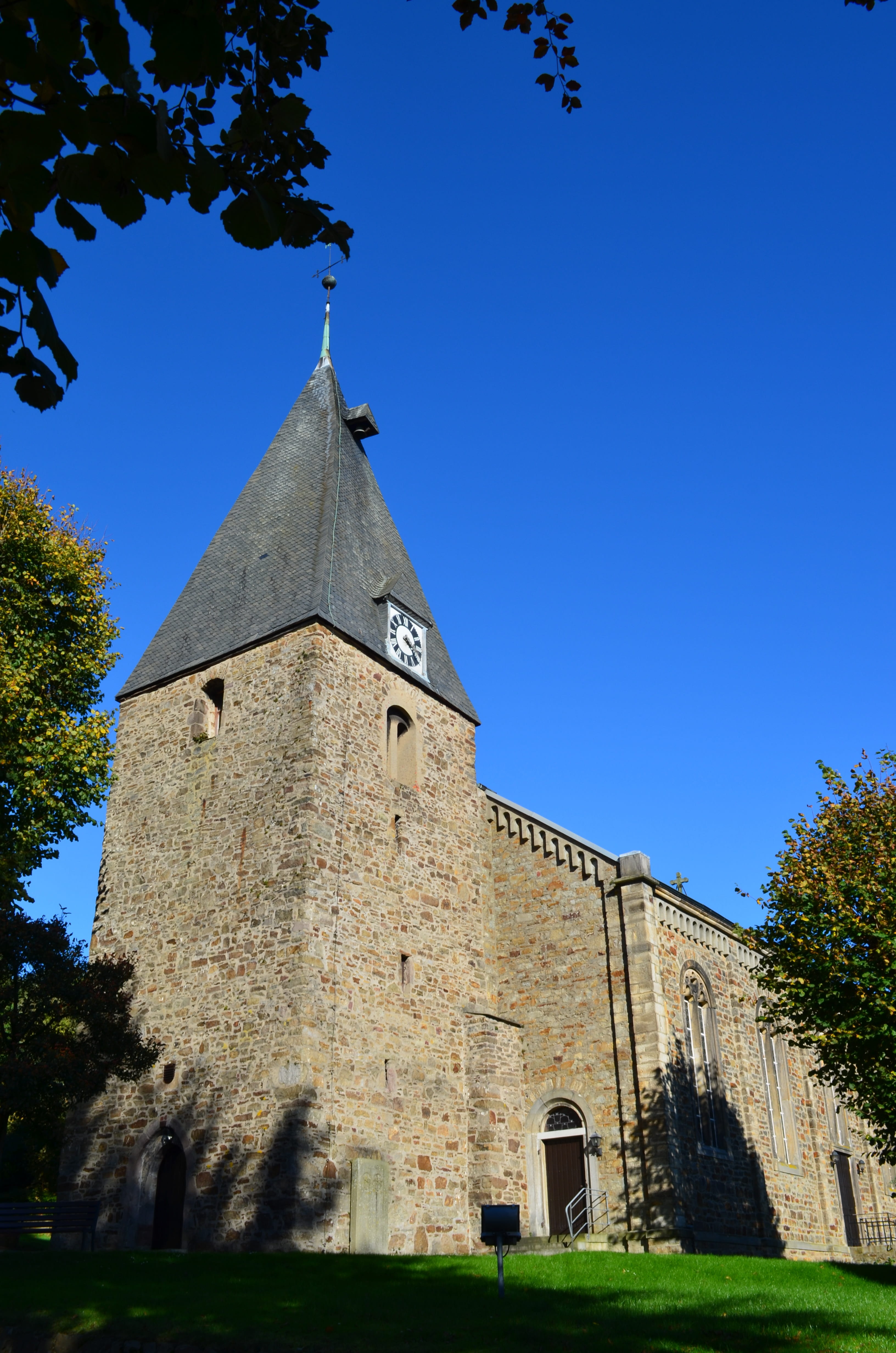 evangelical church, religion, tower, church, sky, blue, spire, nature, christian, place of worship, christianity, village church, building exterior, outdoors, Phone HD Wallpaper