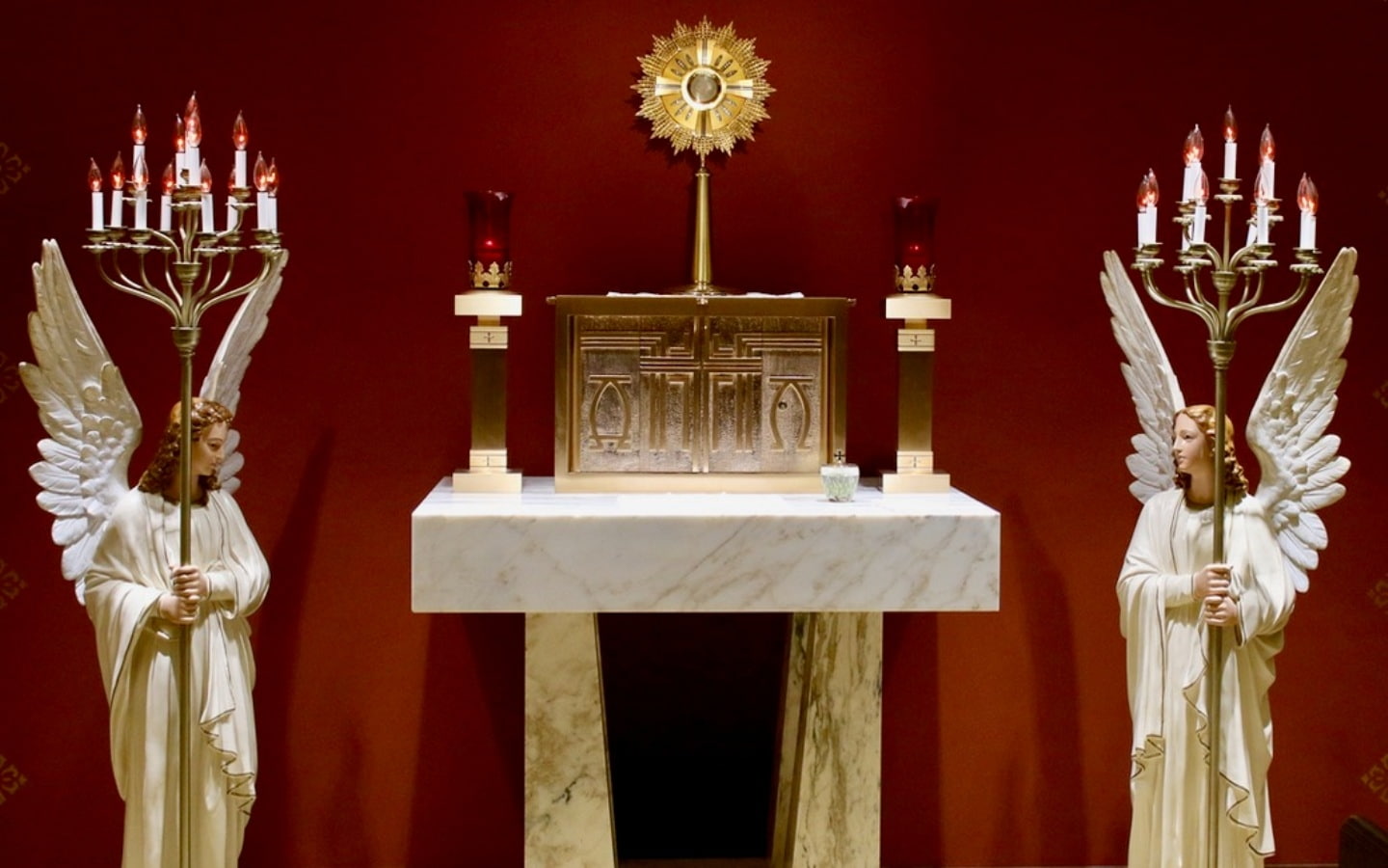 Sacrament, angels, Jesus, 720P, altar, The Most Holy Sacrament, candles, HD Wallpaper