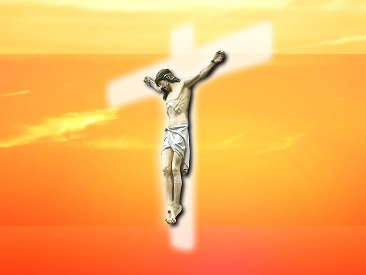 full length, jesus, colored background, no people, orange background, angel, religion, art and craft, cross, body part, spirituality, representation, image, HD Wallpaper