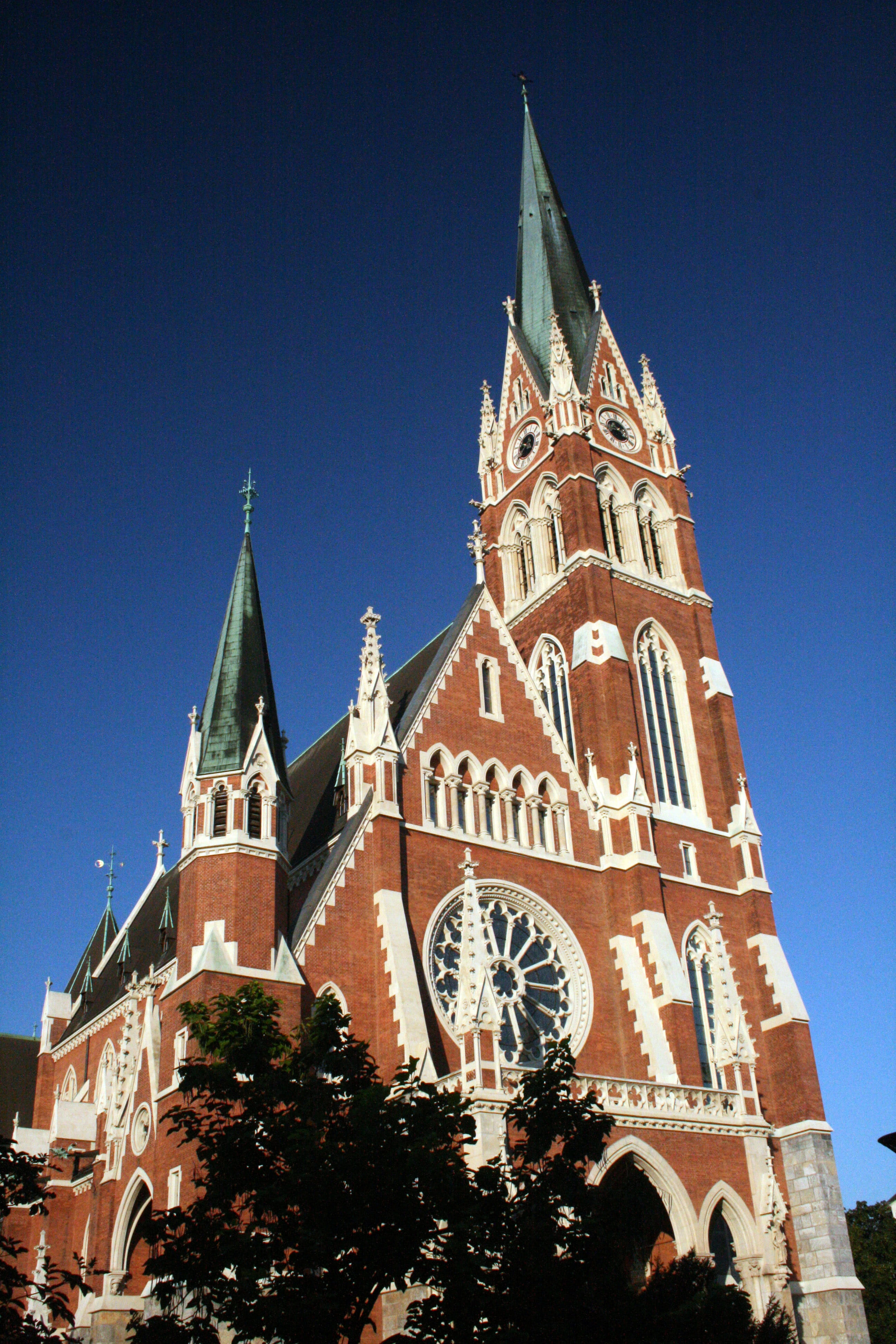 low angle view, church, belief, spire, place of worship, sacred heart of Jesus, built Structure, blue, famous Place, public domain, europe, travel, building Exterior, Phone HD Wallpaper