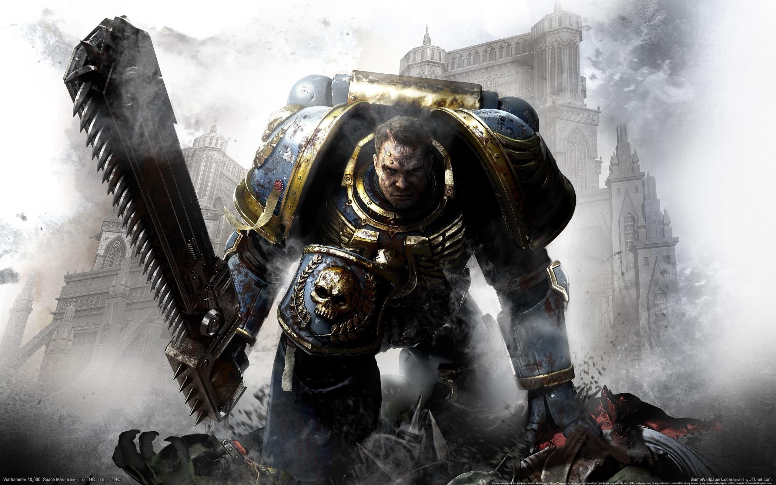 battle, 2K, armor, animated, male, Space, Marine, Warhammer, character, HD Wallpaper