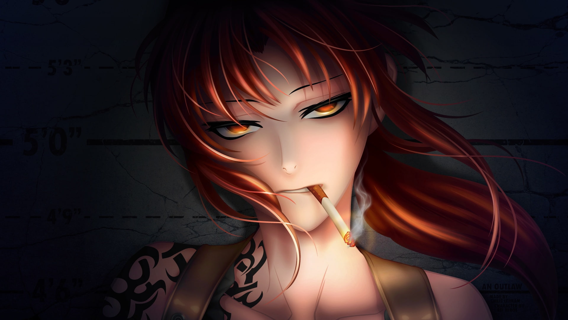 Red, Fantasy, Smoking, Girl, Hair, 1080P, HD Wallpaper