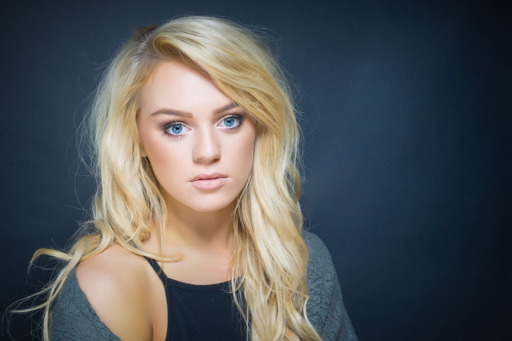 blue eyes, eyes, women, blue, portrait, face, blonde, 2048x1365, 1080P, HD Wallpaper