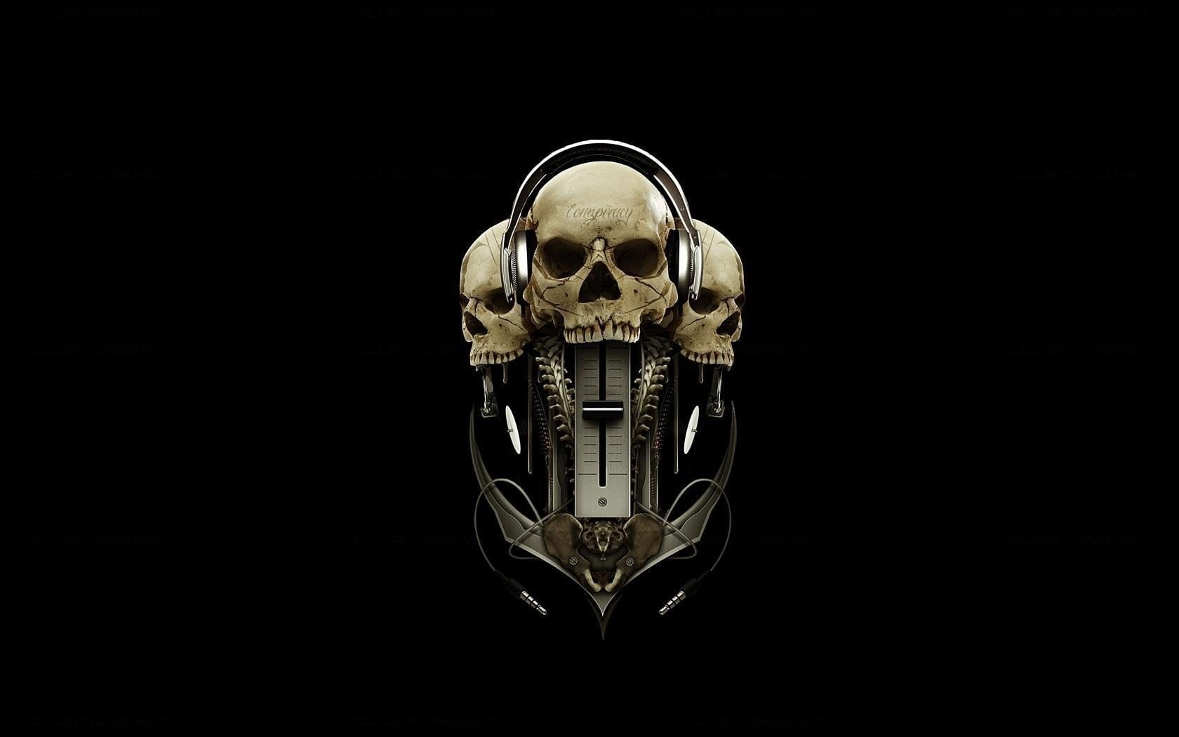close-up, dark, copy space, 720P, art, black background, halloween, full, px, studio shot, indoors, human skeleton, hd, 1680x1050 px, still life, x, single object, HD Wallpaper