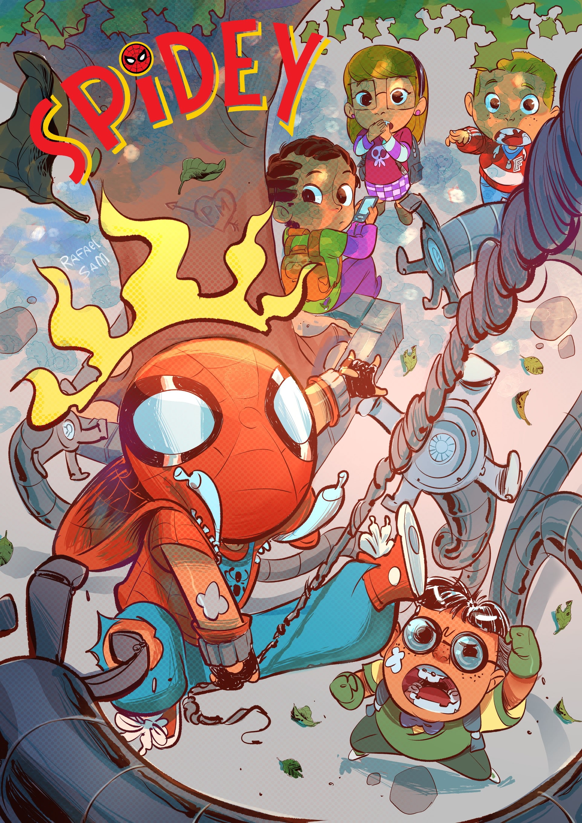 Spider-Man, 2K, Marvel Comics, Dr. Octopus, illustration, Rafael Sam, Phone HD Wallpaper