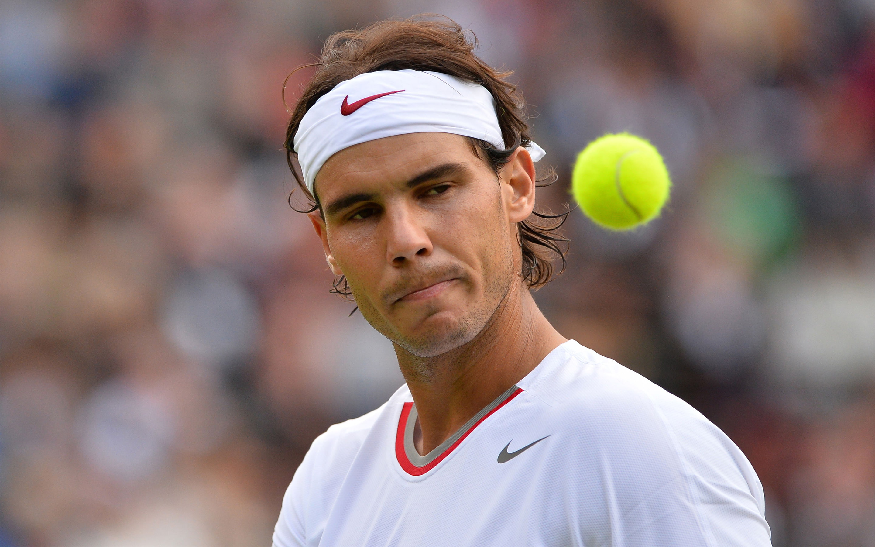 sport, tennis ball, playing, lifestyles, headshot, adult, tennis racket, portrait, standing, 2K, Nadal, athlete, one person, court, day, men, racket, young adult, HD Wallpaper