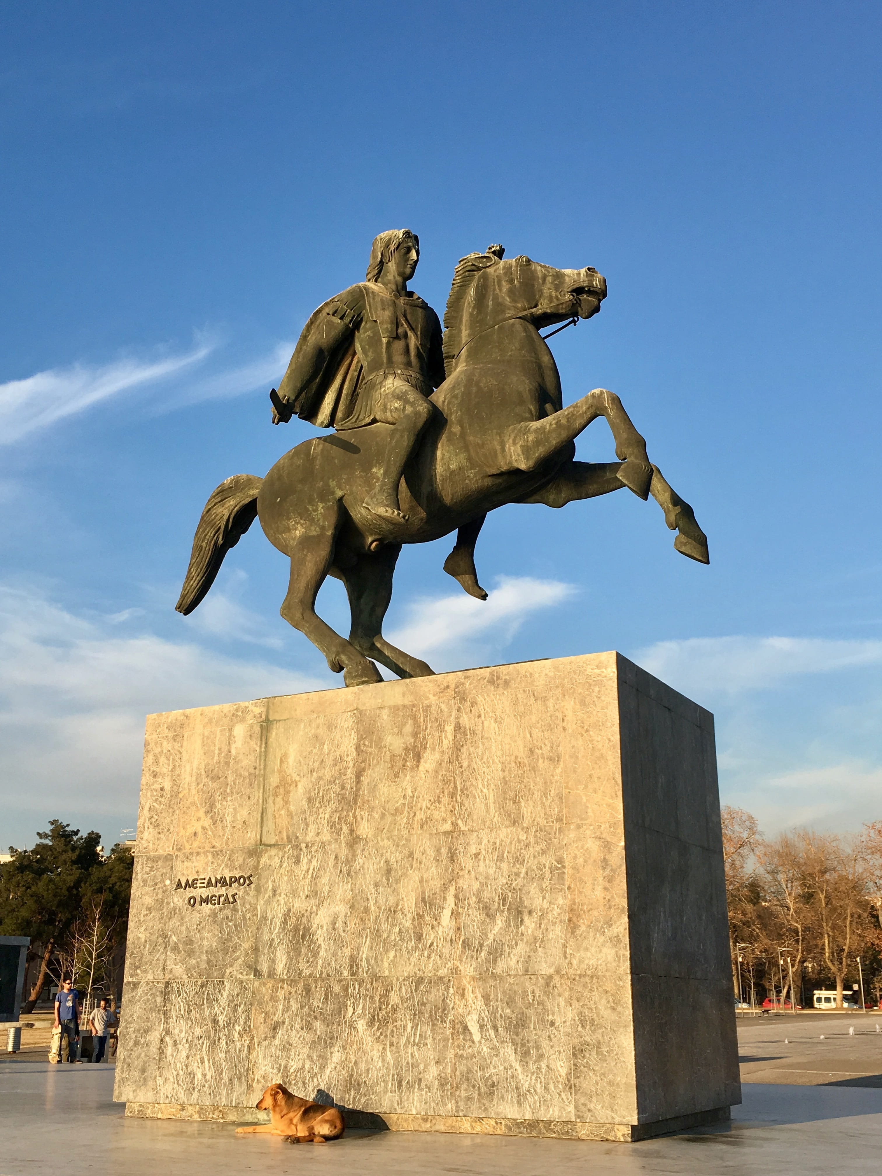 4K, architecture, greece, male likeness, travel, blue, outdoors, representation, human representation, animal wildlife, greek, alexander the great, sculpture, Phone HD Wallpaper