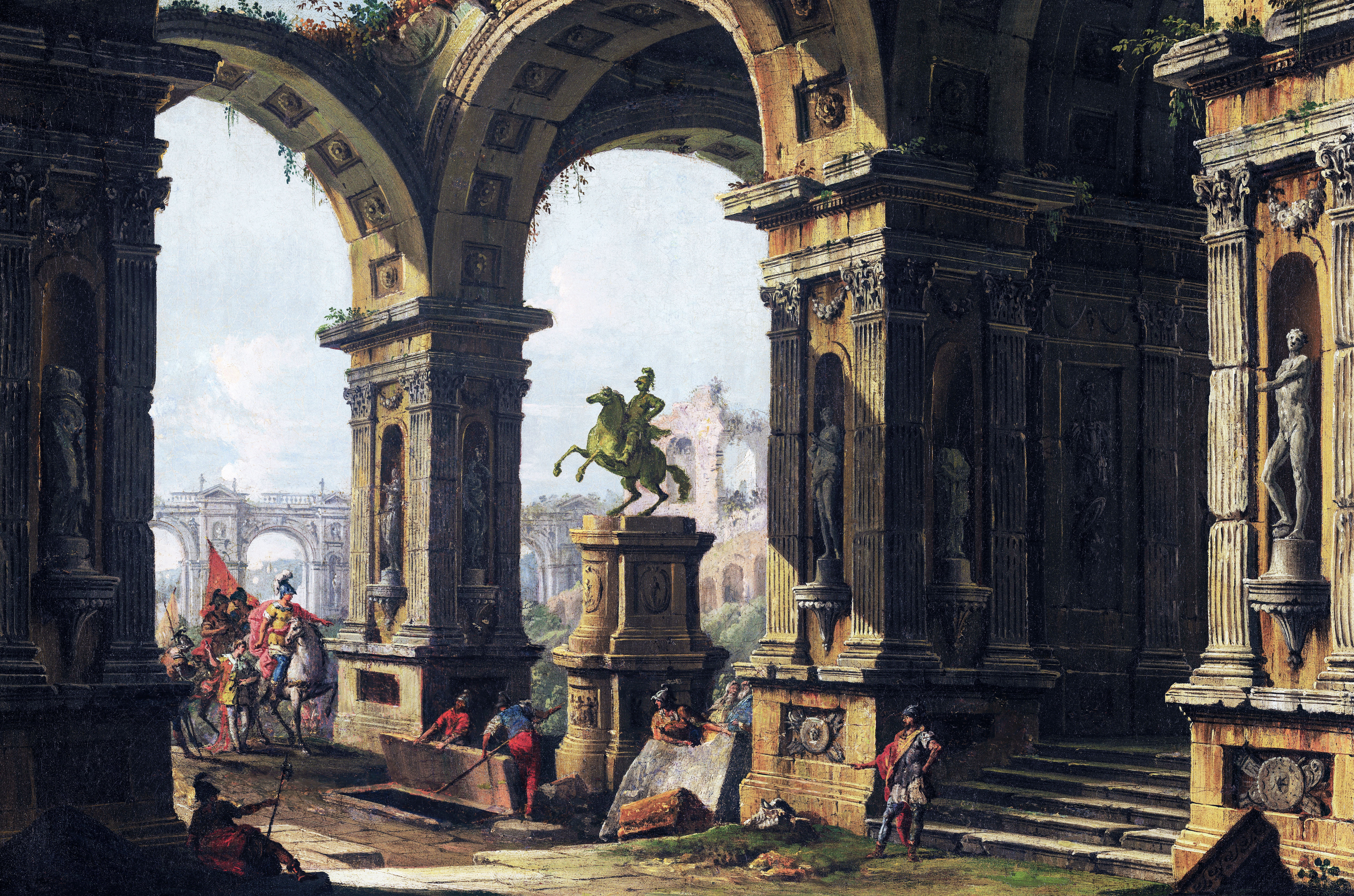 painting, Antonio Joli, 5K, Alexander the Great, Alexander Visiting the Tomb of Achilles, classic art, HD Wallpaper