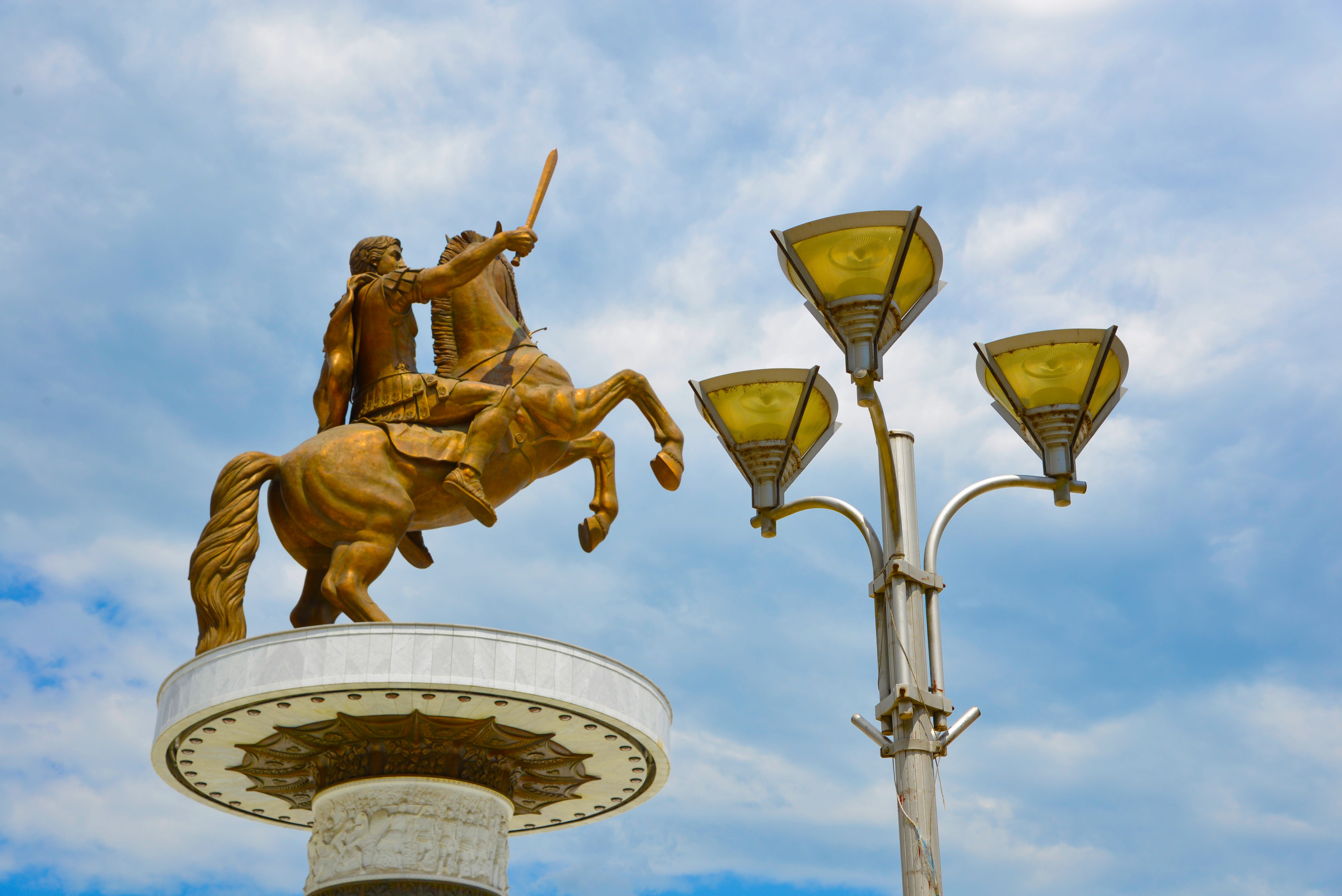 near, street, Alexander The Great, Skopje, human representation, outdoors, male likeness, built structure, arts culture and entertainment, architecture, HD Wallpaper