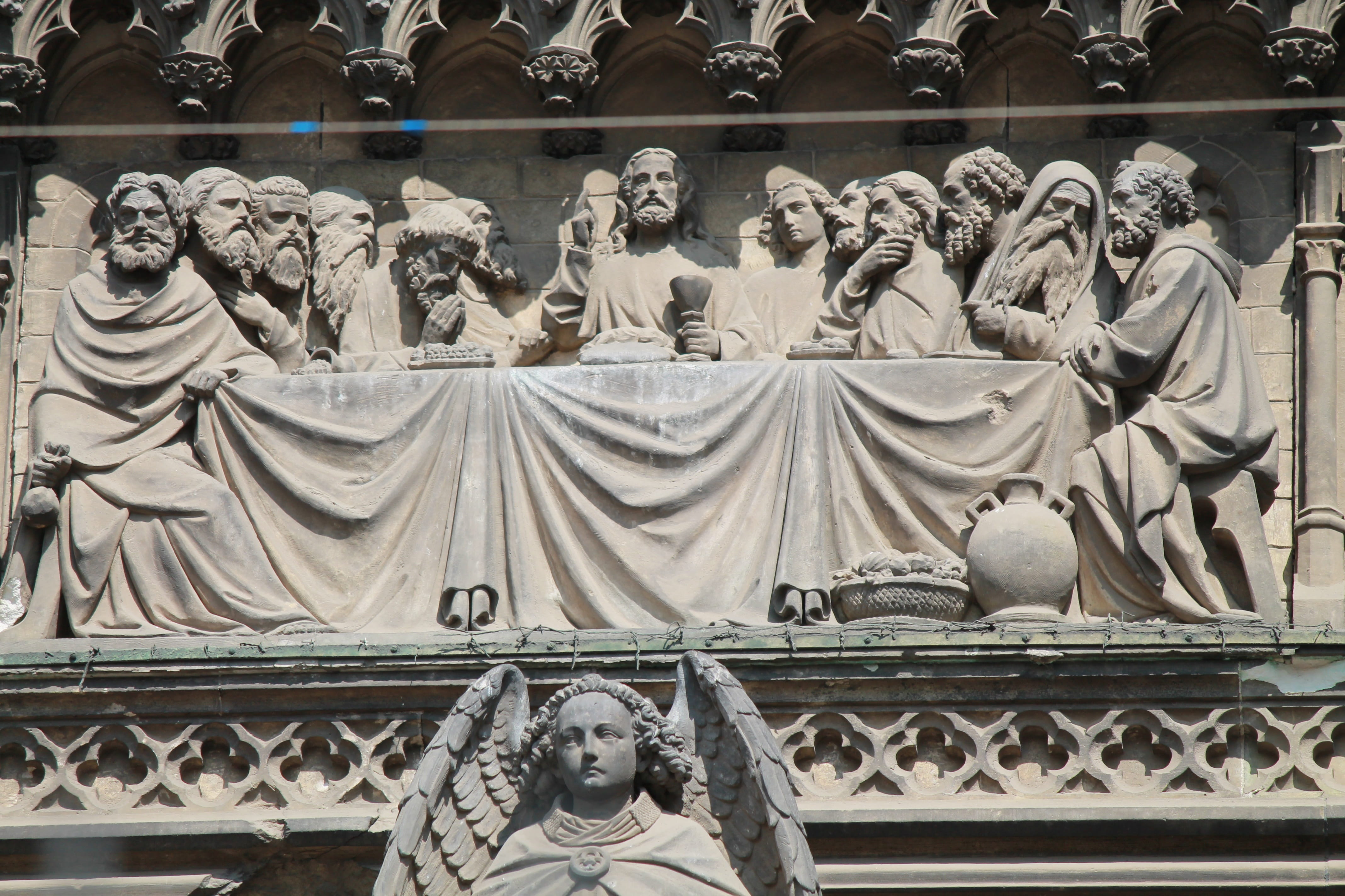 low angle view, art and craft, history, religion, portal, architecture and art, faith, christianity, cologne cathedral, sculpture, 4K, architecture, spirituality, HD Wallpaper
