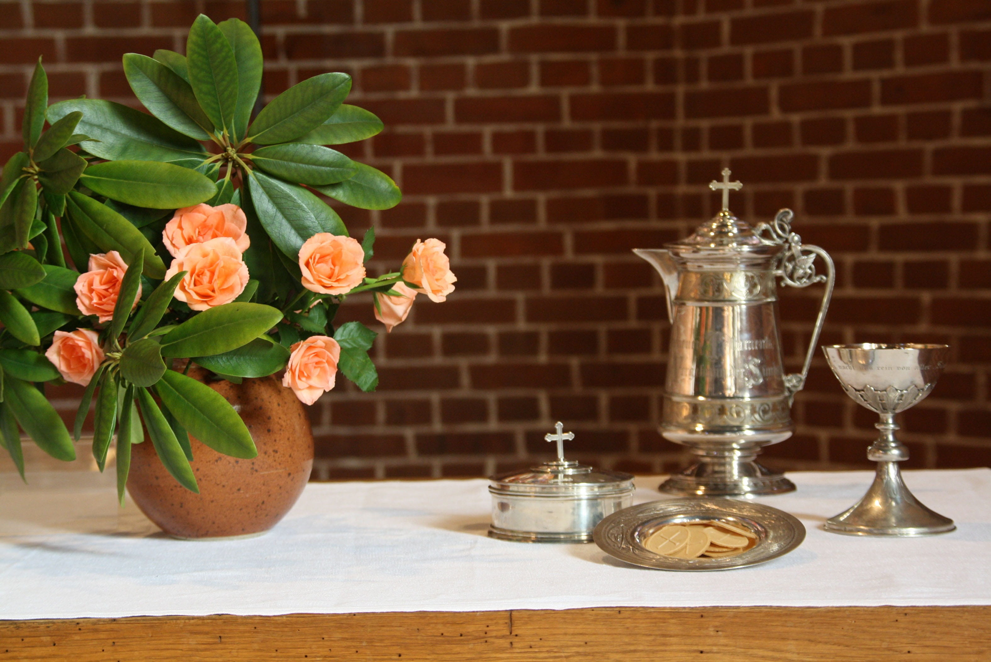 church, nature, flowering plant, symbol, wall - building feature, wall, leaf, food, still life, plant part, green color, herb, brick, no people, cup, home interior, HD Wallpaper