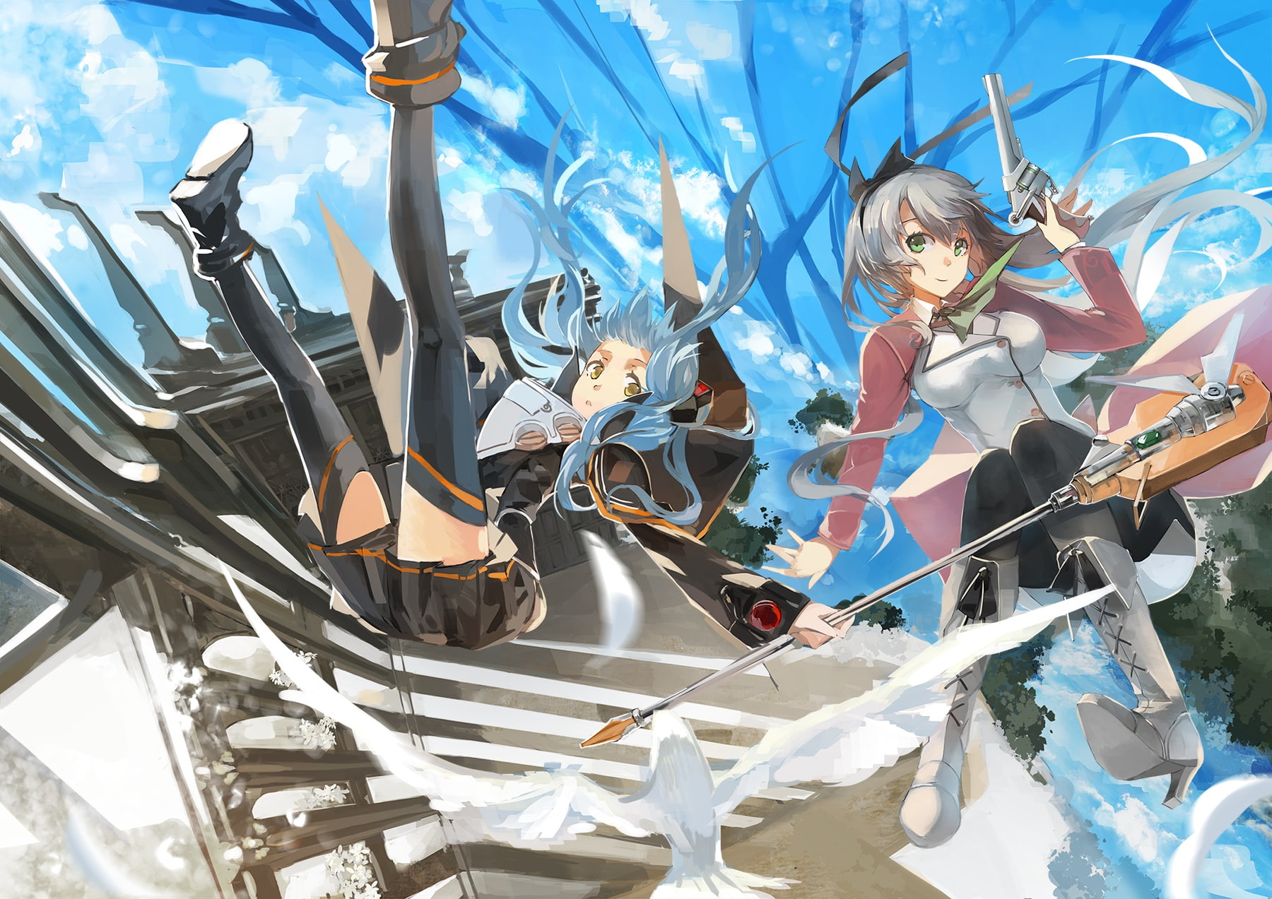 eiyuu, weapon, elie, densetsu, bird, saberiii, macdowell, tio, kiseki, gun, 720P, sky, plato, animal, HD Wallpaper