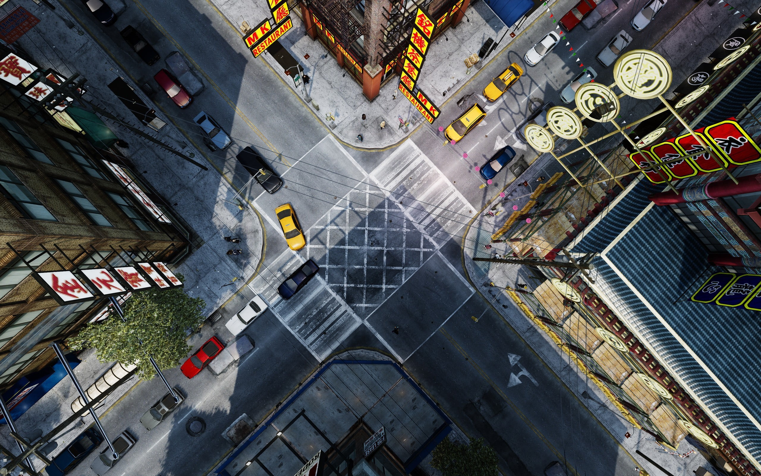 no people, illustration, road marking, building exterior, CGI, outdoors, 2K, street, motor vehicle, road, day, cars, mode of transportation, sign, city life, HD Wallpaper