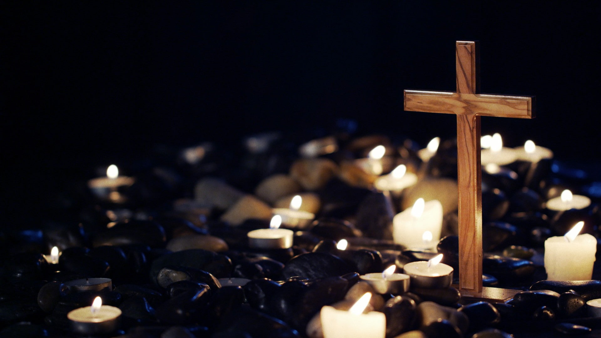 1080P, candles, cross, HD Wallpaper