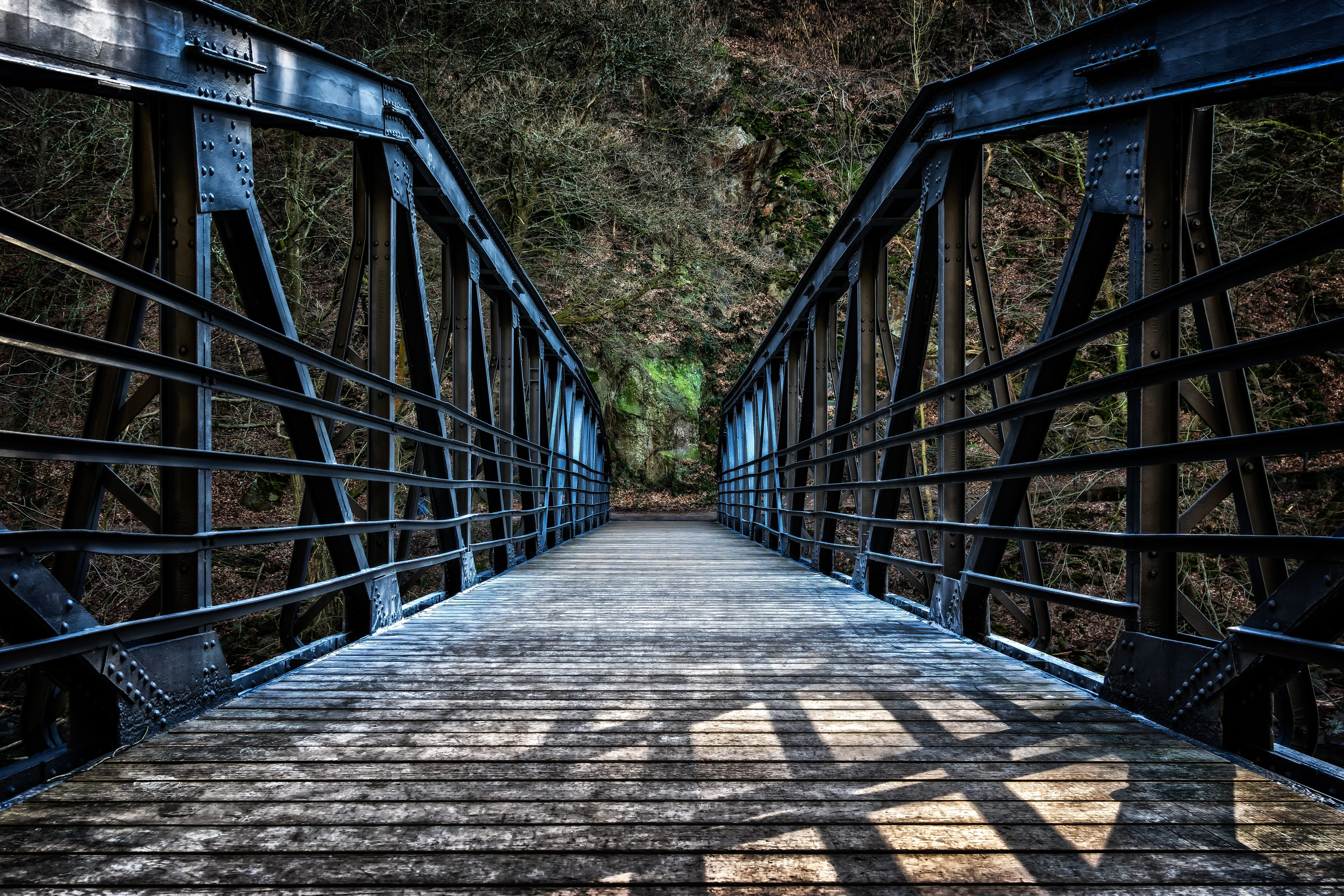 direction, metal construction, cross, construction, iron, building, 5K, nature, forest, old, footbridge, transition, tree, railing, plant, bridge, day, HD Wallpaper