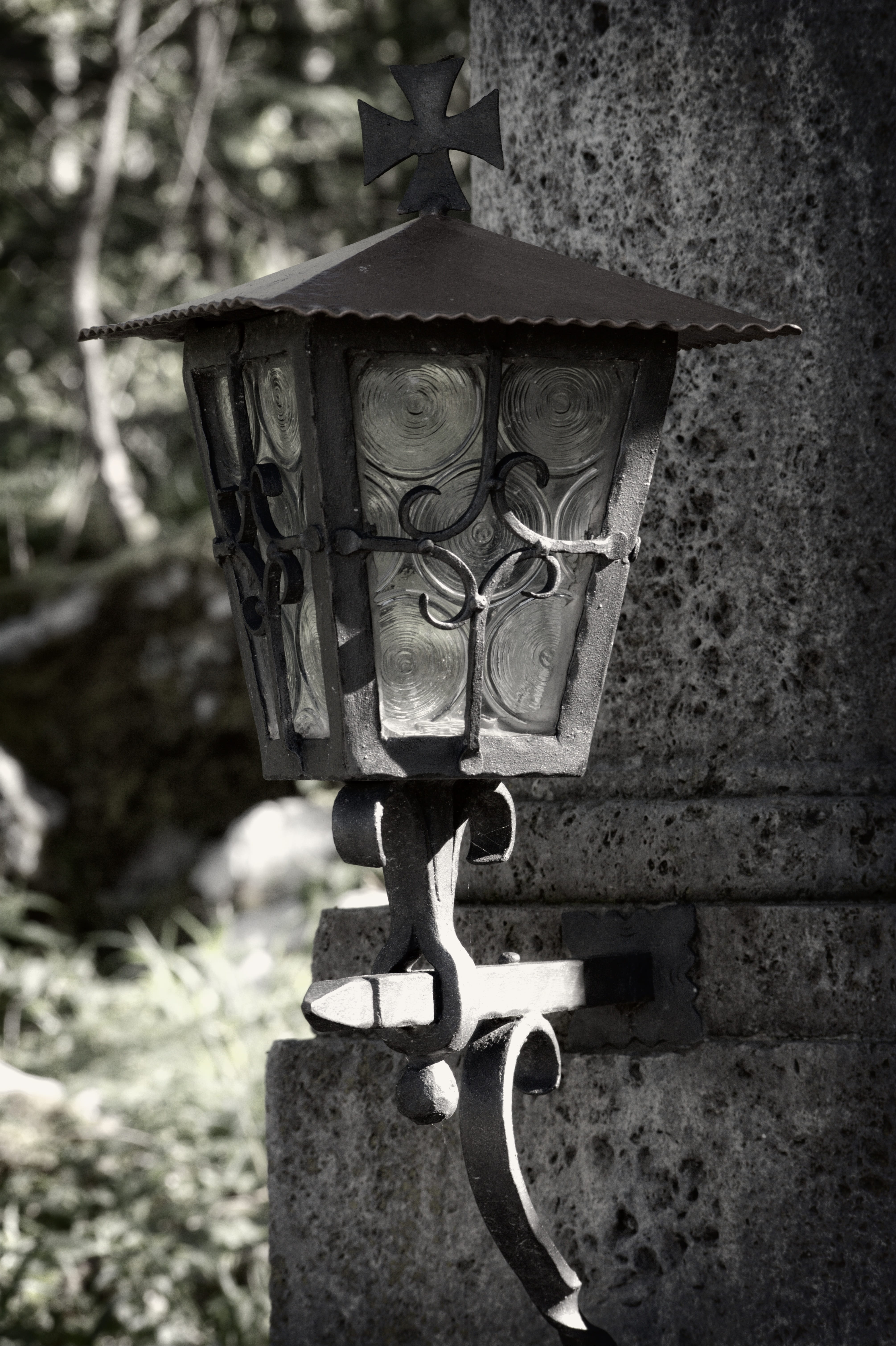 plant, focus on foreground, 5K, blacksmithing, electric lamp, metal, hanging, candlestick, birdhouse, lighting, floral pattern, tree, lamp, antique, memorial light, Phone HD Wallpaper